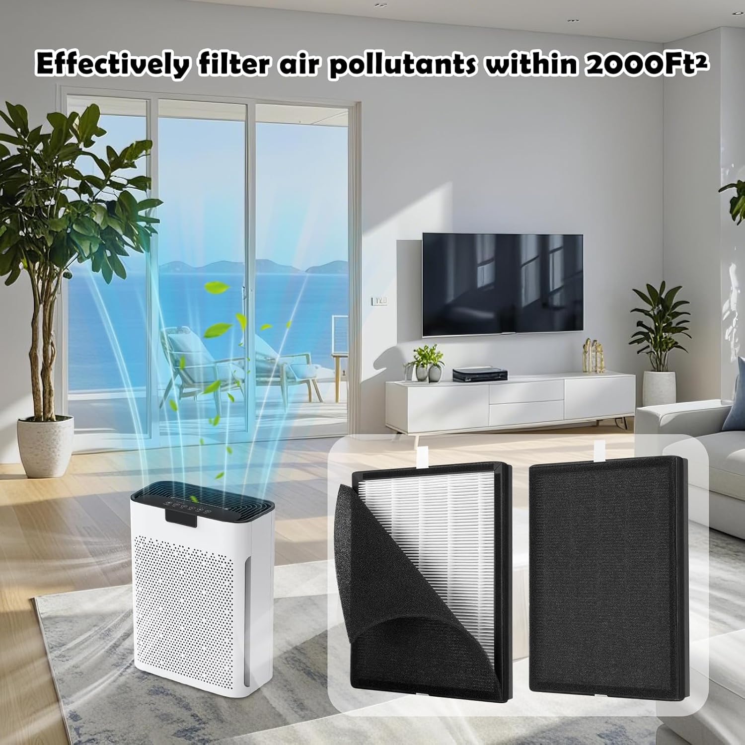 VIEWALL 2 Pack KJ190L Replacement Filters Compatible with MOOKA KJ190L Air Cleaner Purifiers, 3-in-1 H13 True HEPA, High-Efficiency Activated Carbon Filters - Image 7