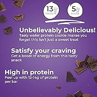 Vista 2 de Barritas de gofre de proteína Power Crunch, snacks altos en proteínas con delicioso sabor, triple chocolate, 1,4 onzas (12 unidades)