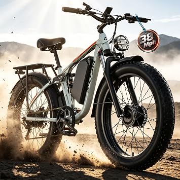 Electric Bike, 4000W Dual Motor Up to 110 Mi Ebike for Adult | 24" Fat Tires, Full Suspension, Hydraulic Brakes Ebike, for Off-Road Mountain Riding Adventures 200Nm climbs 40