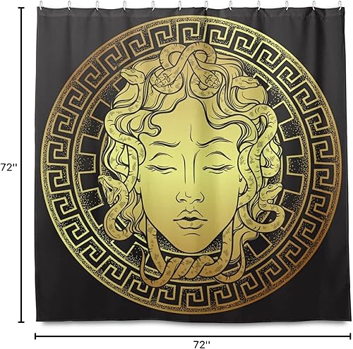 Miniatura 8 de Tarity Cortina de ducha negra de tela impermeable para baño con 12 ganchos gruesos, juego de cortinas de ducha lavables de poliéster de 72 x 72