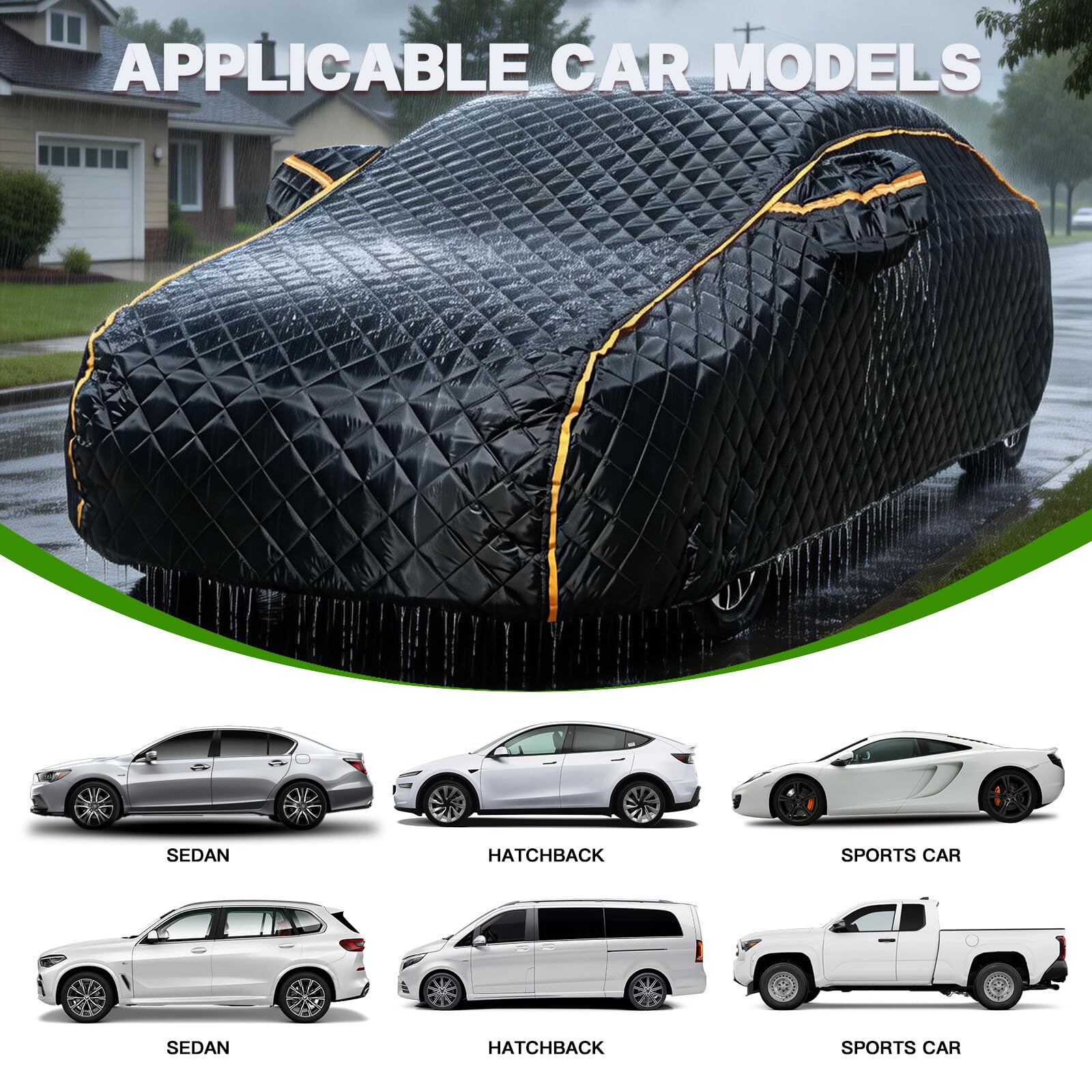 Telo Copriauto Antigrandine per Audi A3 8Y Sportback 2020-2026,Telo Copriauto Felpato Invernale Impermeabile Esterno,Copri Auto Anti Grandine Copertura per Macchina Imbottita