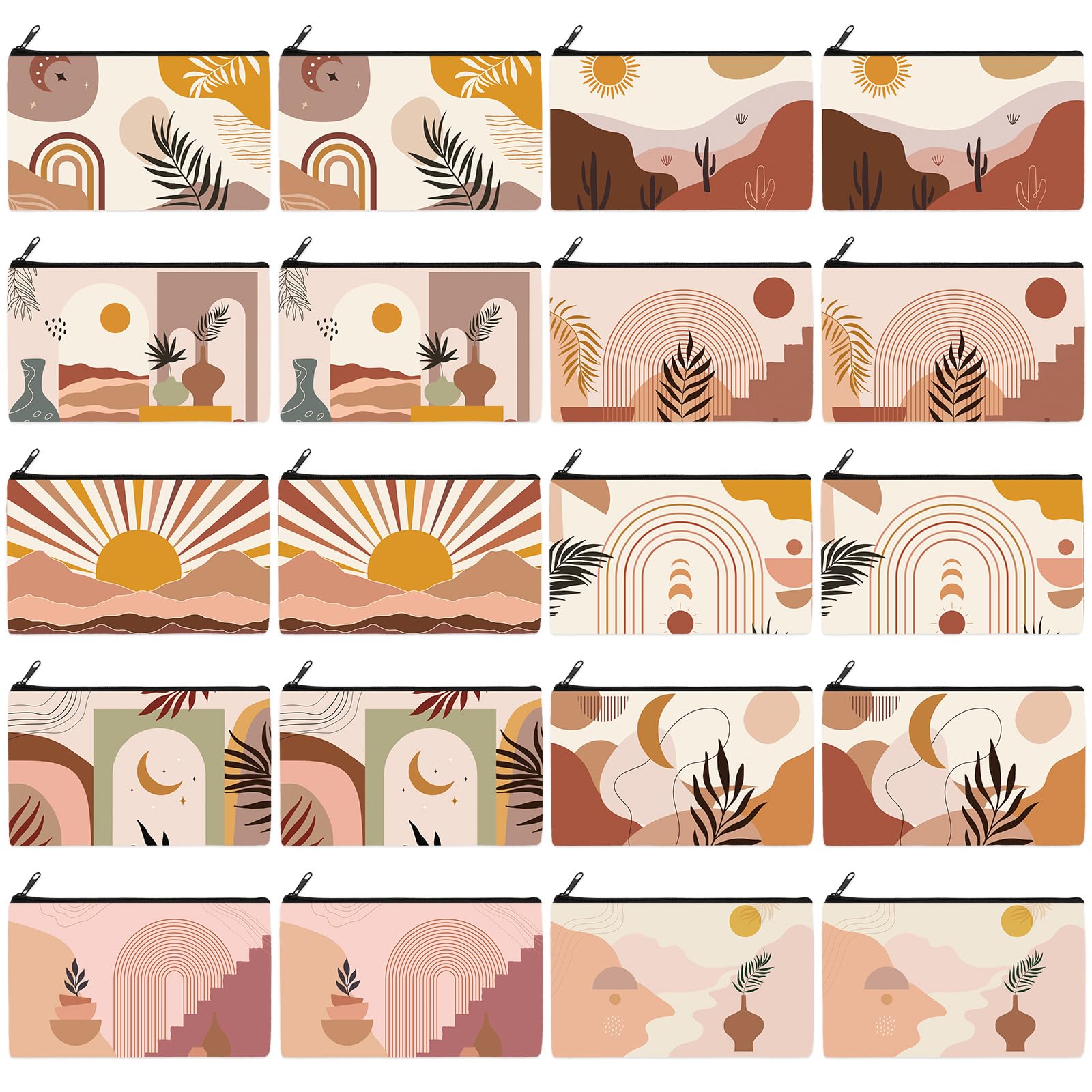 Reginary20 Pieces Cosmetic Bag for Women, Roomy Makeup Bags with Zipper Toiletry Bag Pouch Travel Packing Accessory Organizer Gifts, 7 x 4.3 Inches, Multicolor, Boho