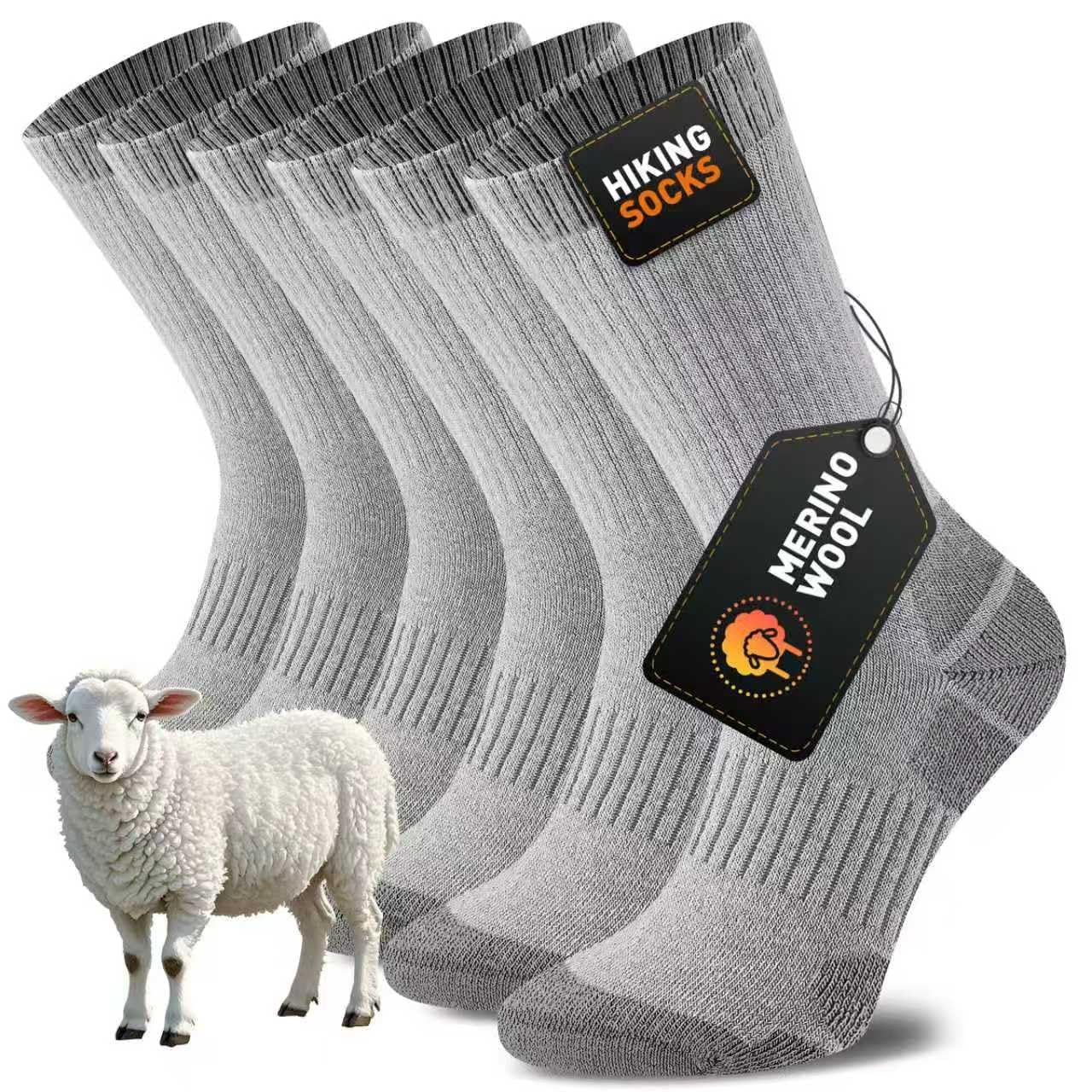 Niorasen Merino Wool Hiking Crew Socks for Men & Women