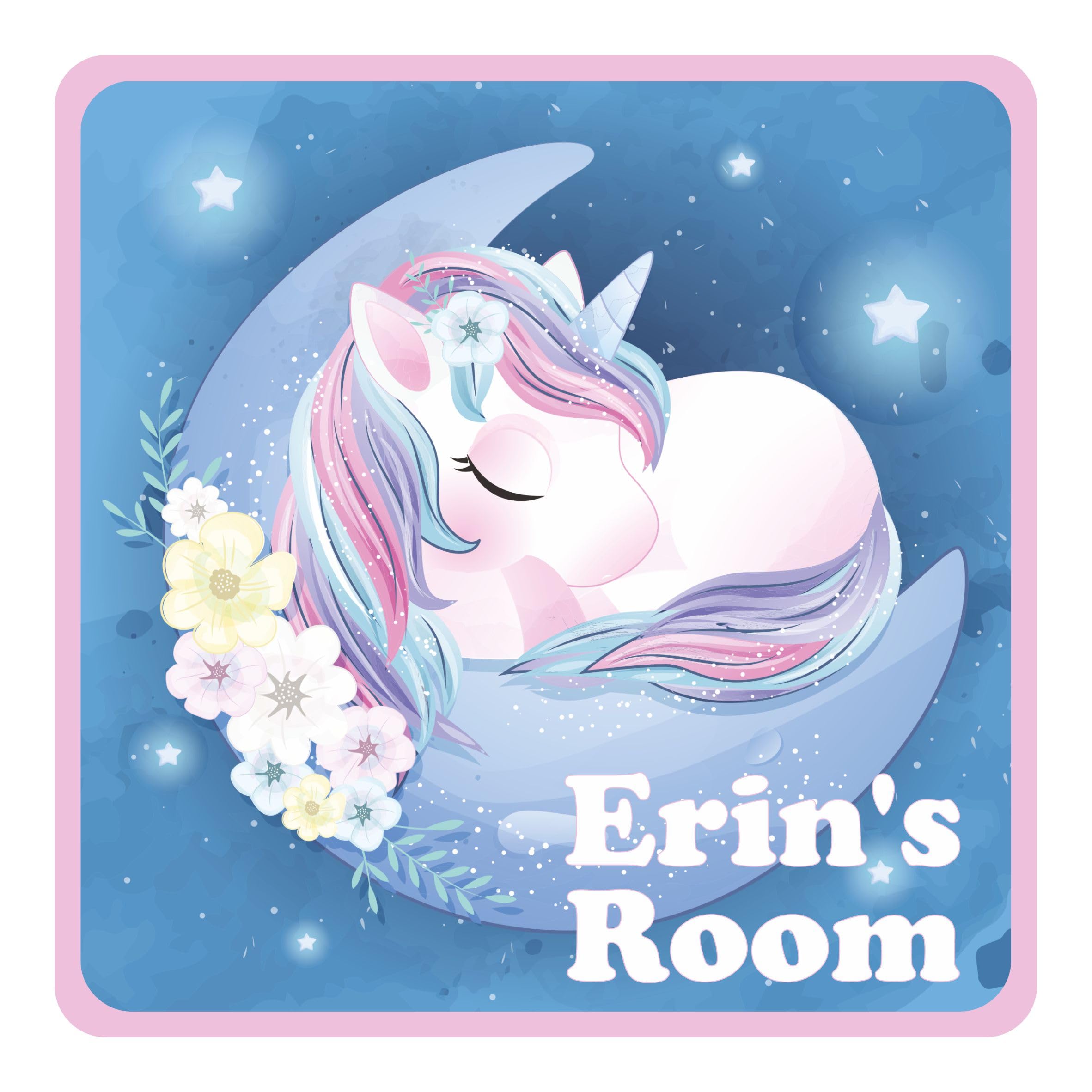 Unicorn Sleeping On A Moon Kids Bedroom Door Sign Personalised For You - Any Name! Door Plaque,Girls/Boys,Nursery,Decor,Kids Room,Animals