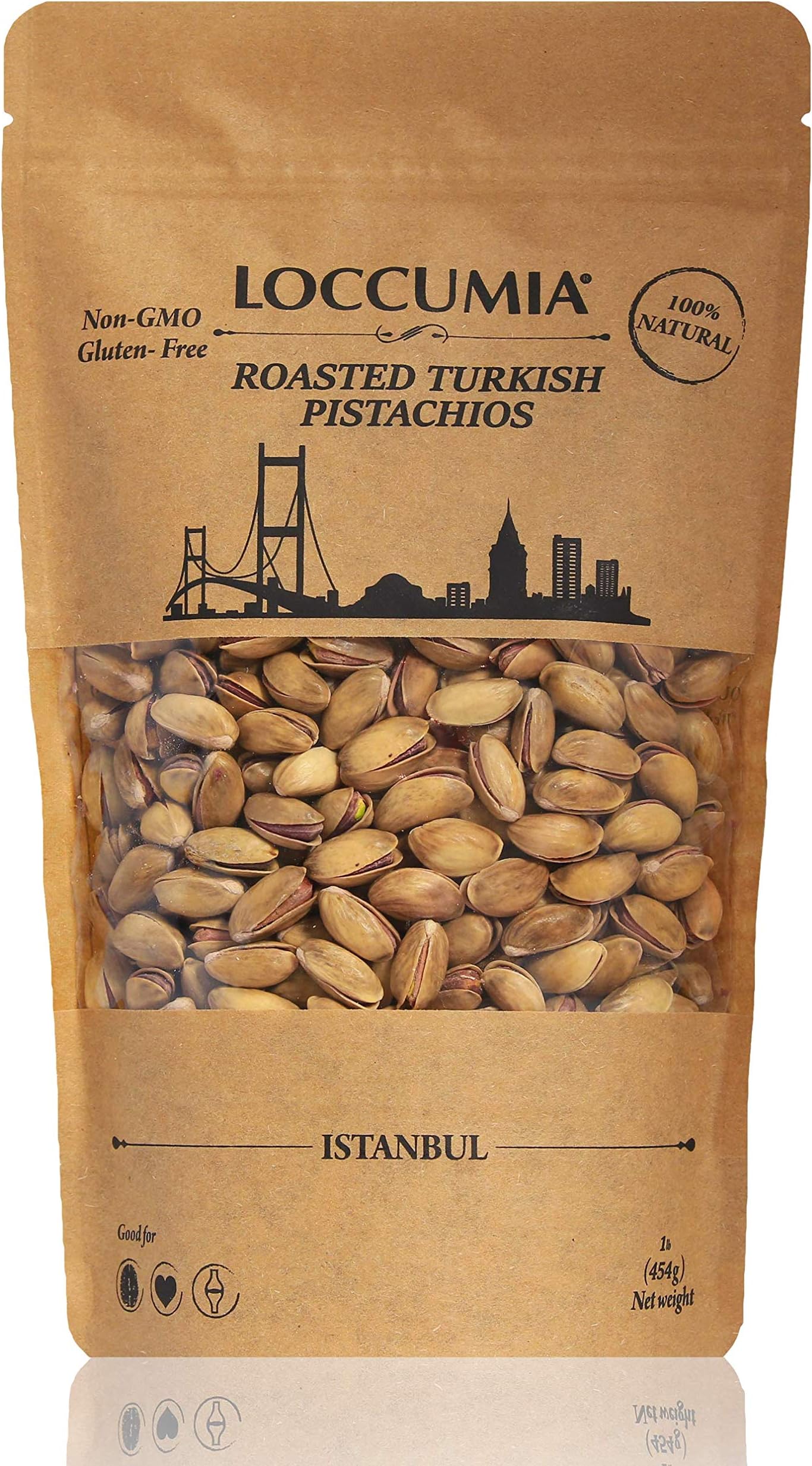 Loccumia Turkish Pistachios Roasted Antep, In Shell, Salted, Premium Quality, Healthy Snack, 16 oz (1 LB)