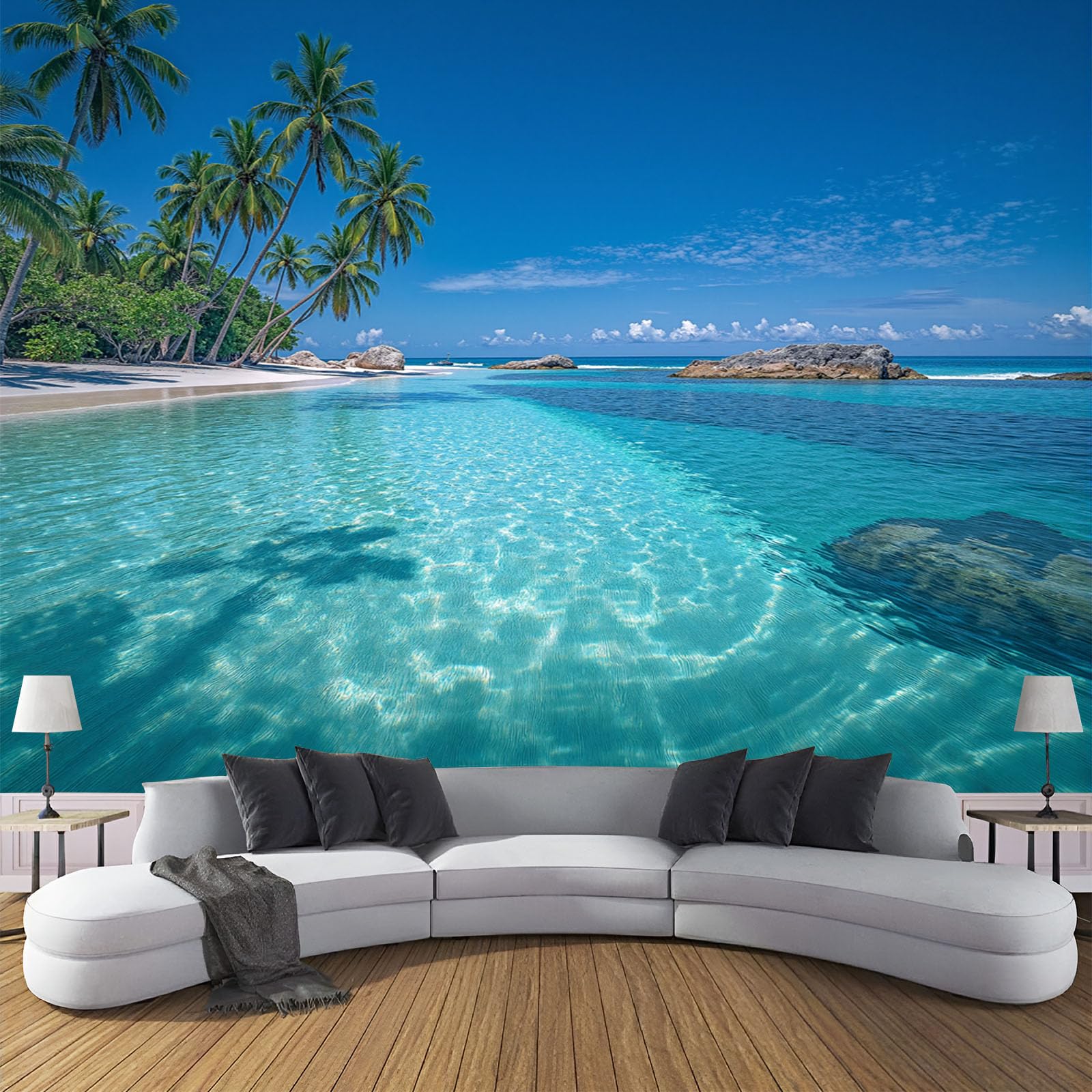 Papier peint panoramique océans tropicaux 400x280cm en soie