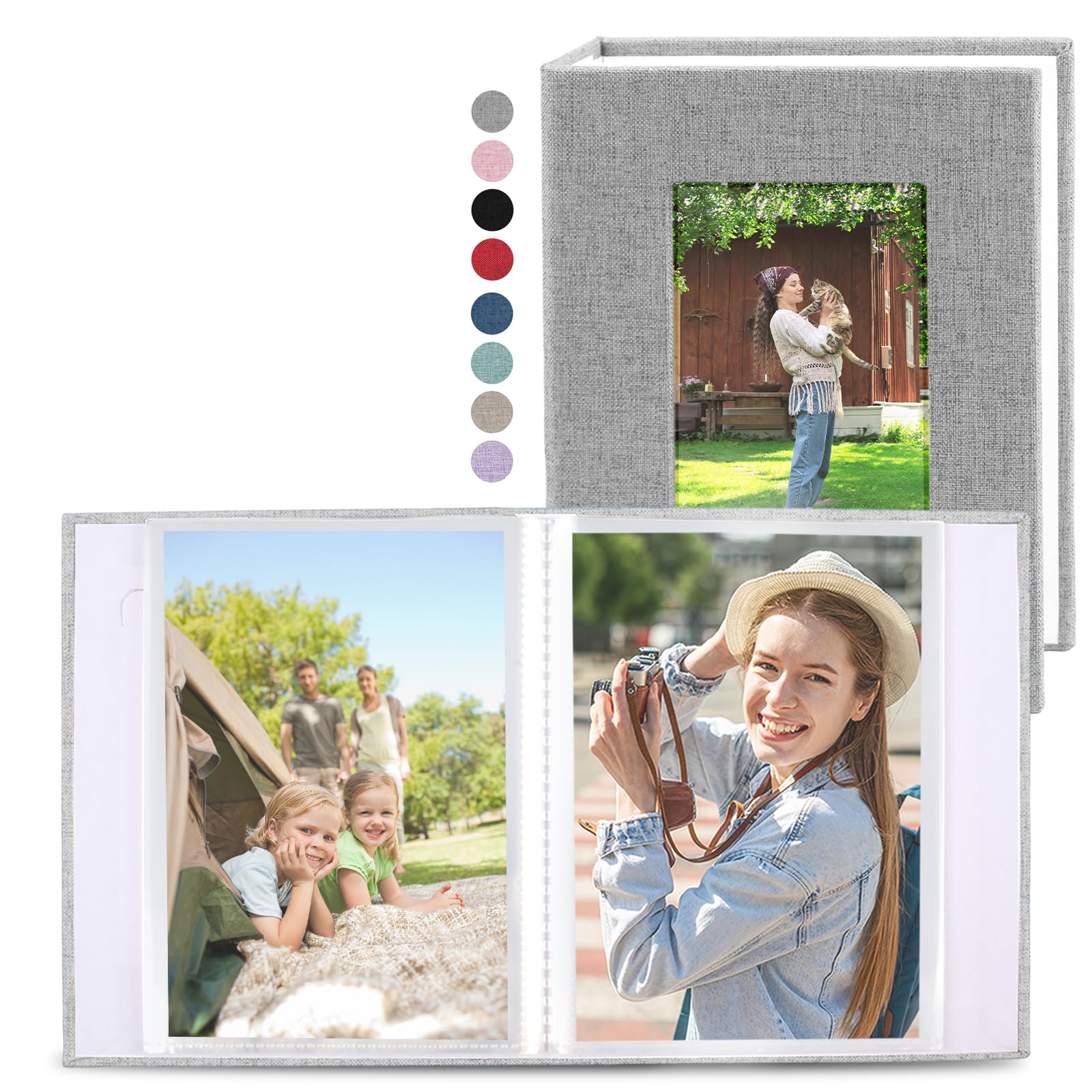 vivinin 2 Pack Photo Album 5x7, Linen Cover Photo Album, Small Photo Album Book for 36 Pockets Hold 72 Pictures, Picture Book for Photos Family Anniversaries Baby Vacations (Gray)
