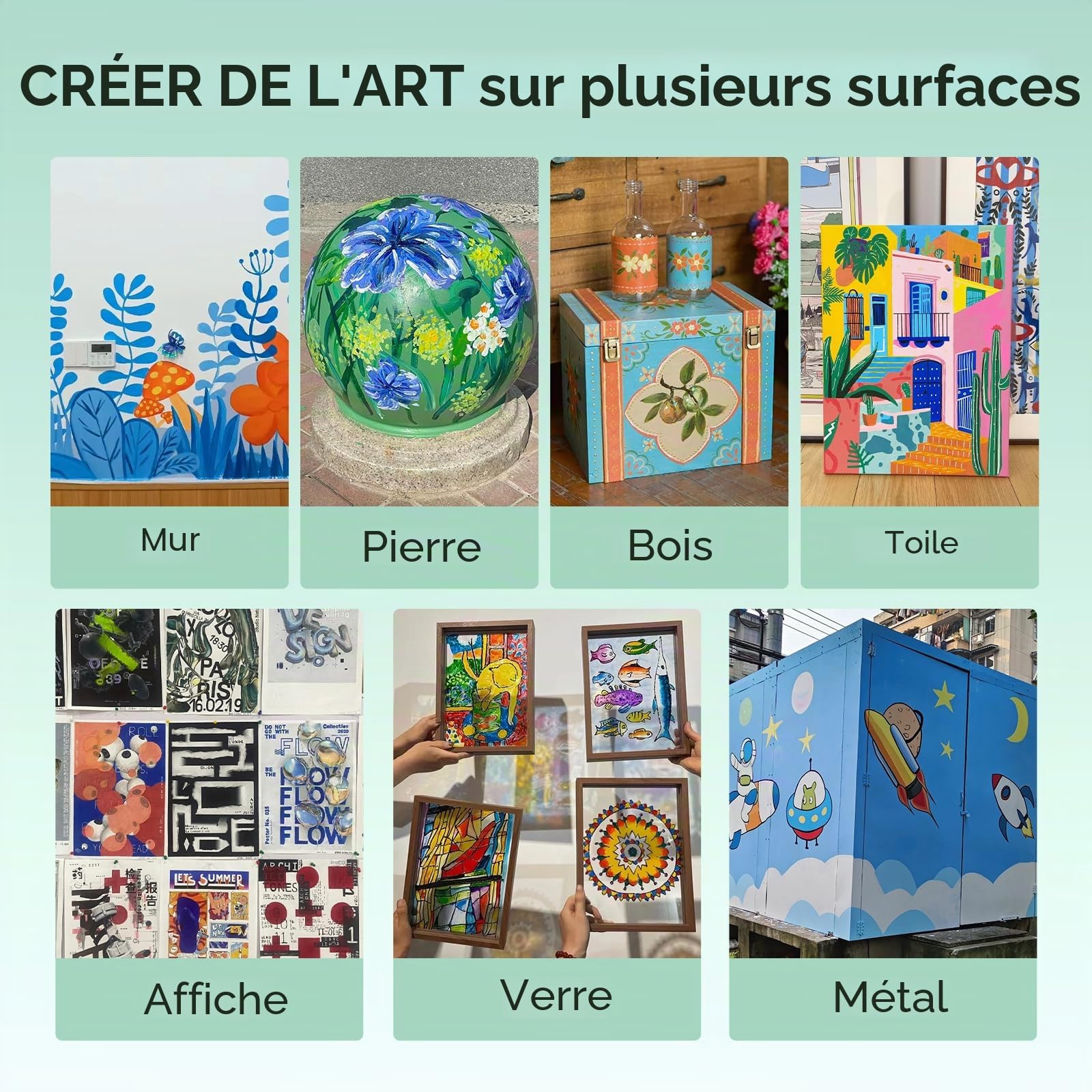 Arrtx Lot de 10 marqueurs de peinture acrylique à pointe feutre de 15 mm, marqueurs permanents pour le tag, panneaux, loisirs créatifs