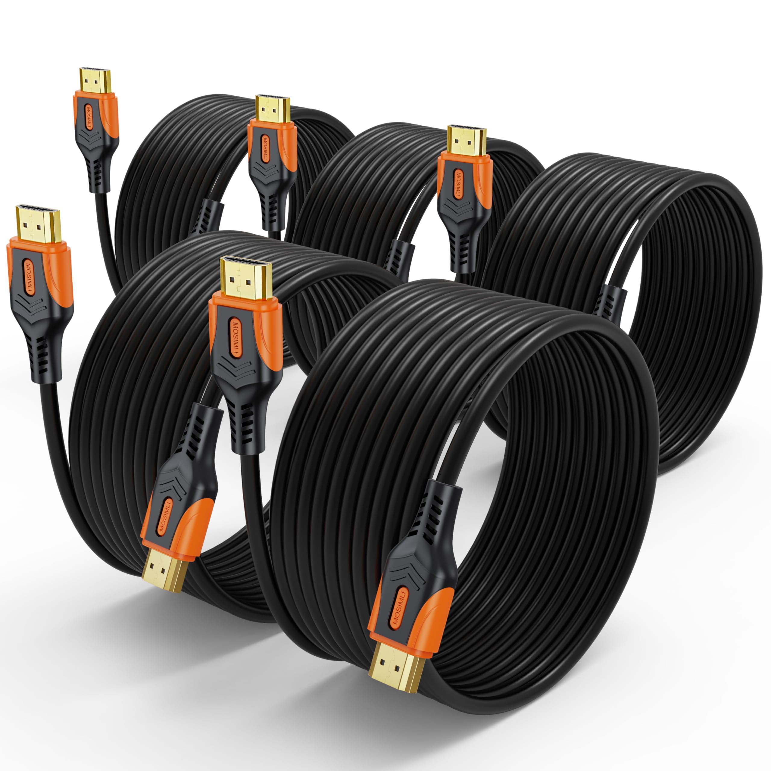 Cable HDMI 2.0 4K, 15 pies, paquete de 5, 18 Gbps, CL3