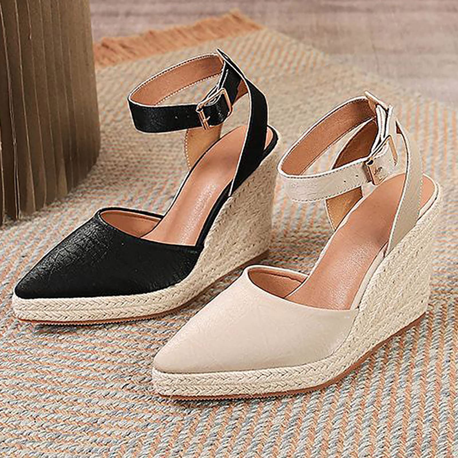 Alpargatas Mujer Cuña Primavera Verano Anchas Mujer Cuña Plataforma Calzado Esparteñas Zapatos de Tacón Elegantes Vestir Sandals Alpargatas Valencianas Verbenas Fiesta