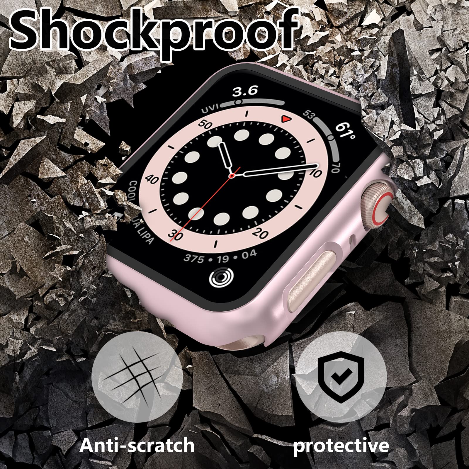 5 Pieces Screen Protector Compatible with Apple Watch Series 6/5/4 SE 40mm, with Tempered Glass, Full Cover, Anti-Scratch, Protective Case Compatible with iWatch, Transparent — view 3