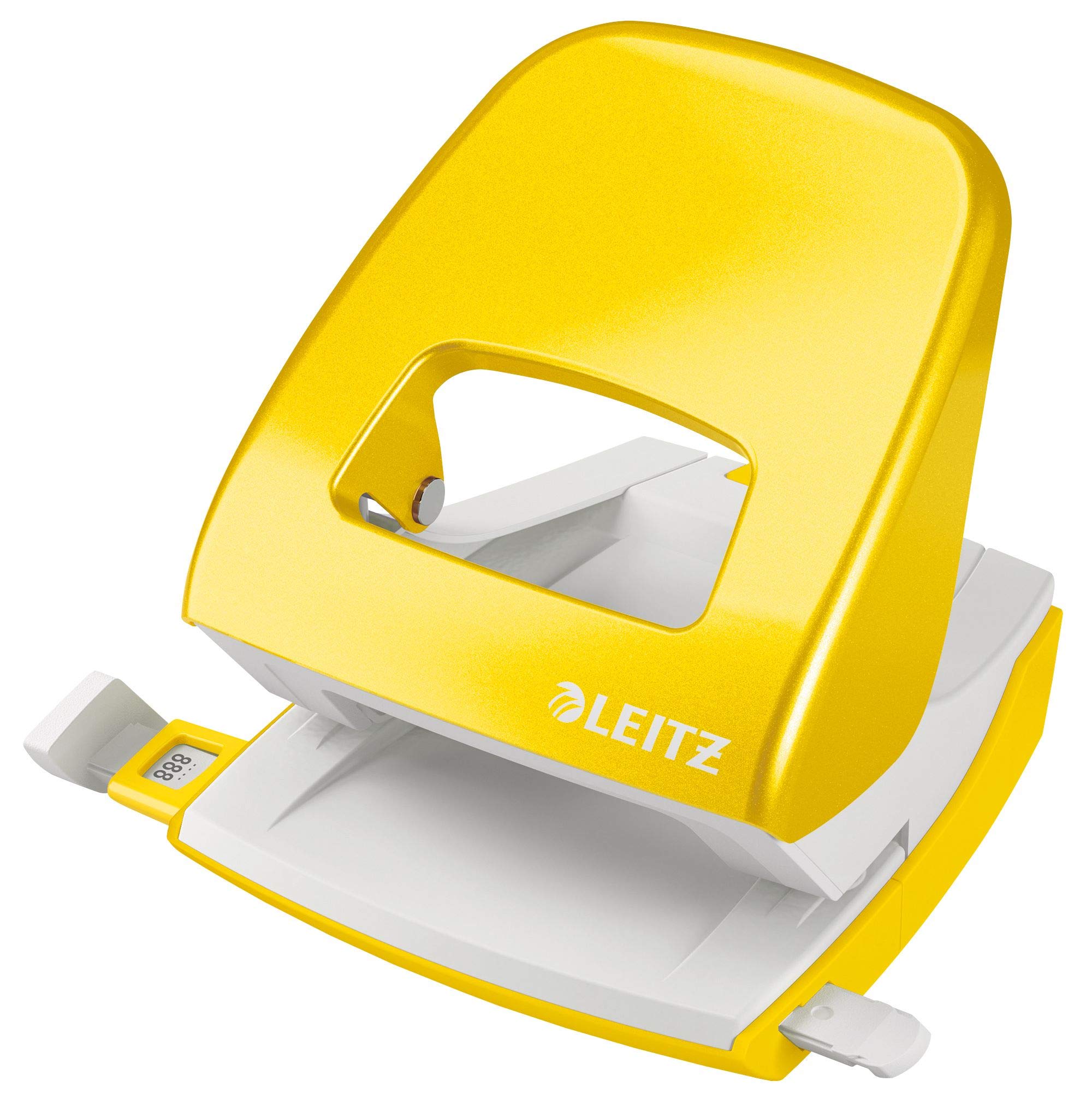 Leitz NeXXt Locher, 30 Blatt, Metall (Gelb Heftgerät + Locher)