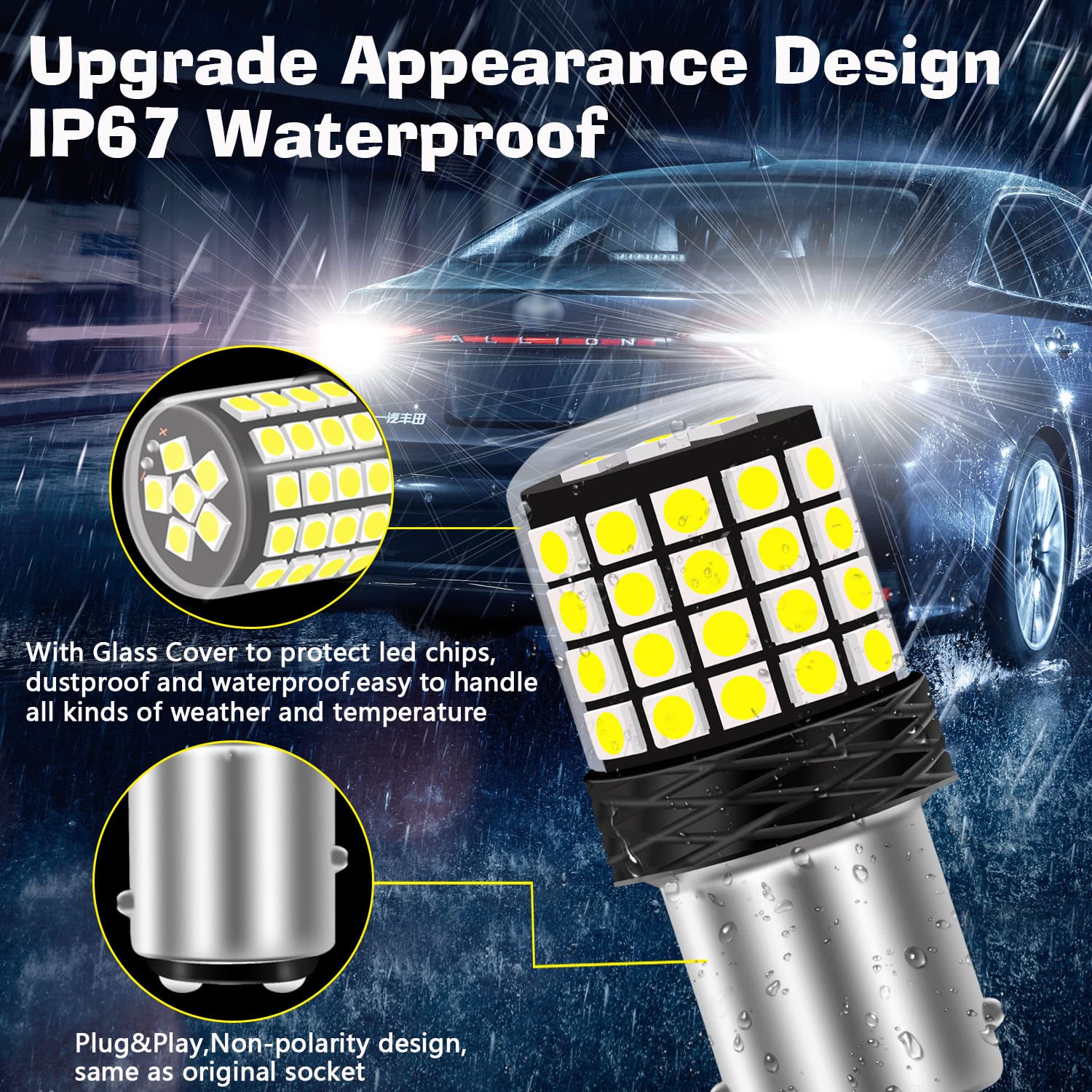 2PCS Blanch 1157 BAY15D P21-5W Ampoule LED Brillant 2016SMD Canbus Sans