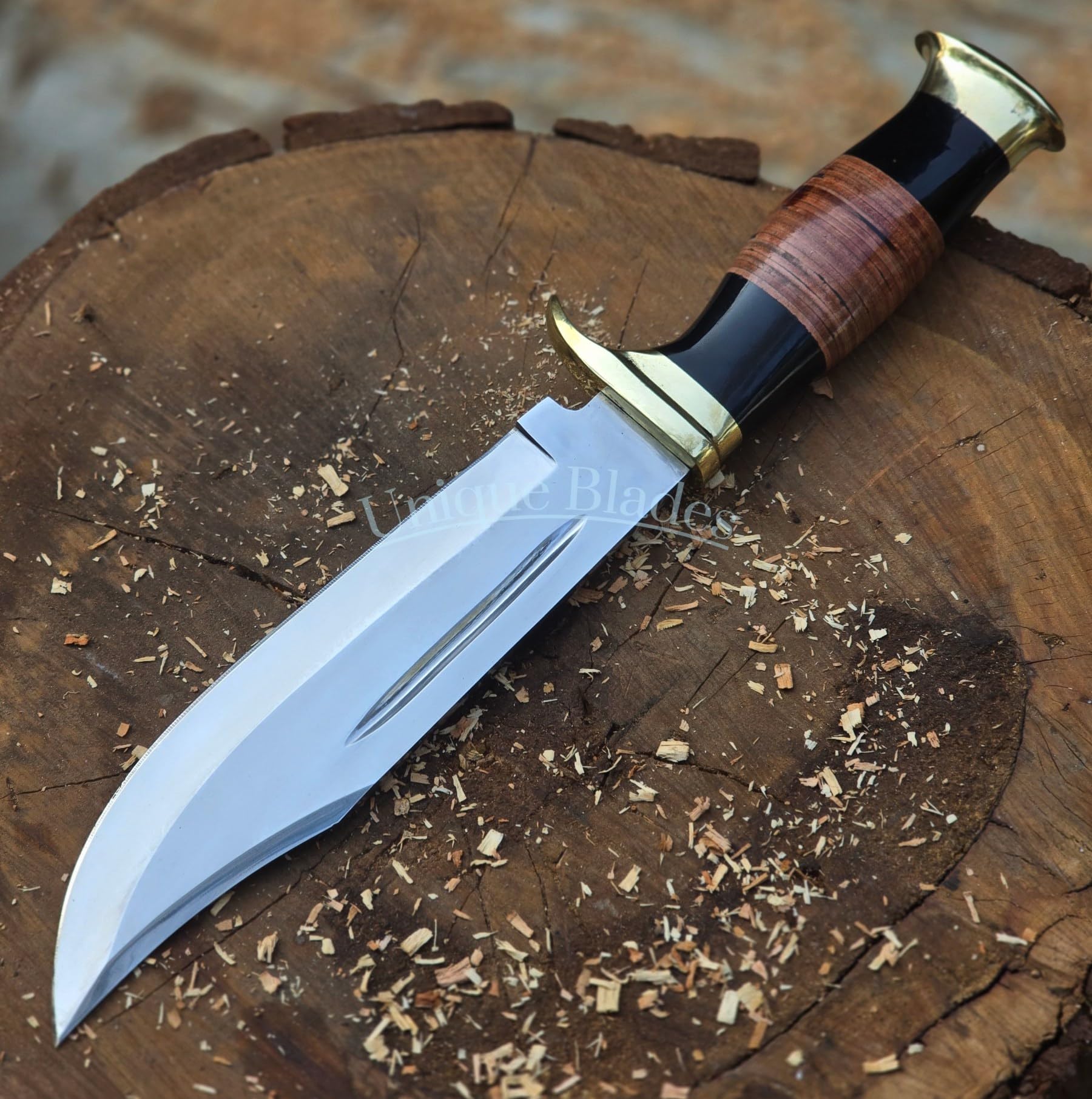 Messer 12 Zoll, 1095 Kohlenstoffstahl, hochpolierter Stahl, scharfe Klinge, Blood Groove, massiver Micarta-Griff, Lederscheide, Jagd, Camping, Outdoor (ET-Schwarz)