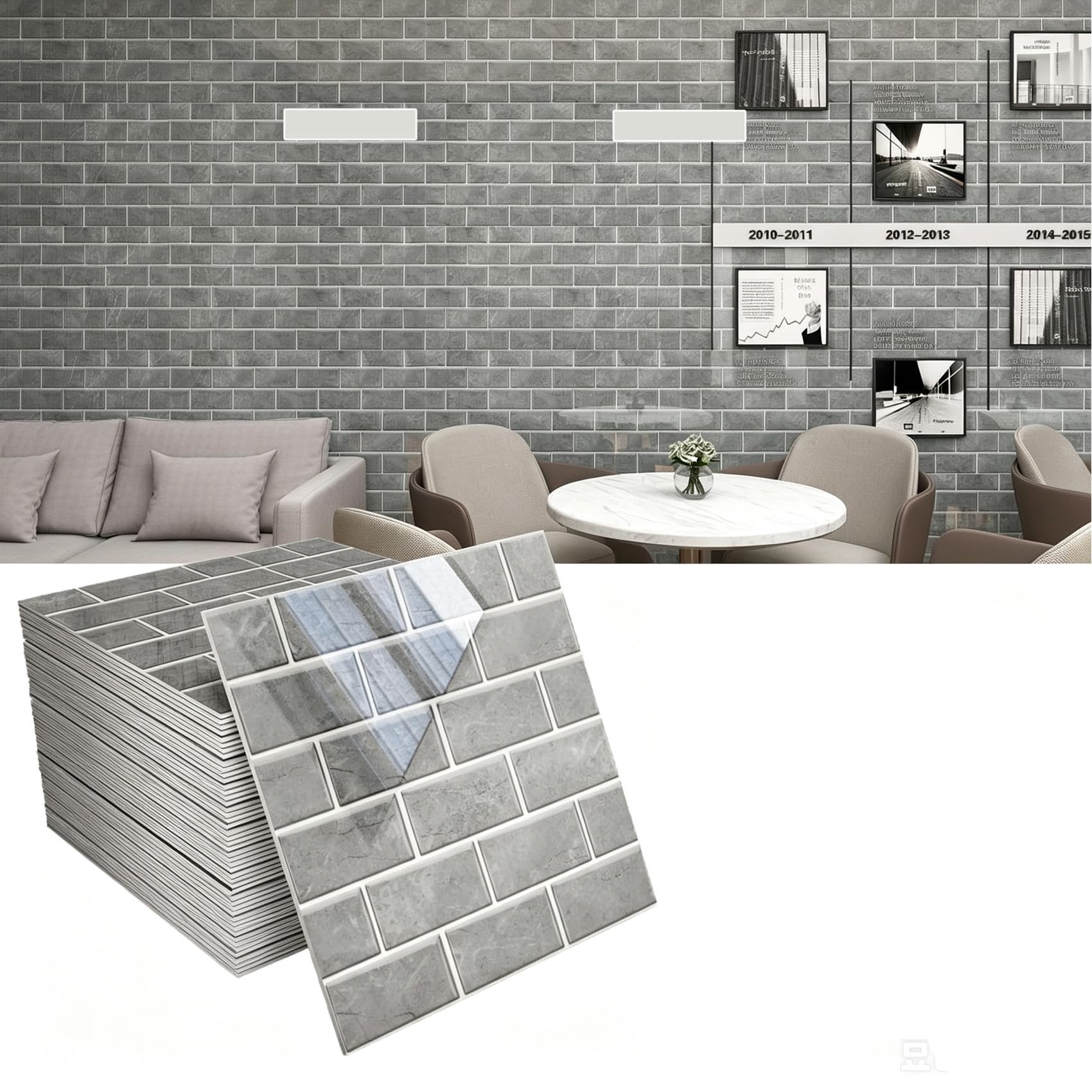JUXDZISHW ,F,3D Wall Panels Peel and Stick in Grey White,20 PCS XPE Foam 3D Wallpaper, Faux Brick Wall Panels for Bedroom, Stairs, Kitchen