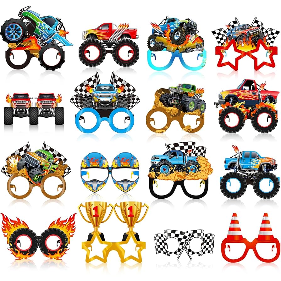 amazon-com-jenaai-32-pcs-monster-truck-party-decorations-paper-glasses-monster-truck-photo-booth-props-car-theme-eyeglasses-for-baby-shower-birthday-party-supplies-favors-home-kitchen for Free Printable Monster Truck Cupcake Toppers Amazon.com: Jenaai 32 Pcs Monster Truck Party Decorations Paper Glasses Monster Truck Photo Booth Props Car Theme Eyeglasses for Baby Shower Birthday Party Supplies Favors : Home & Kitchen for Free Printable Monster Truck Cupcake Toppers