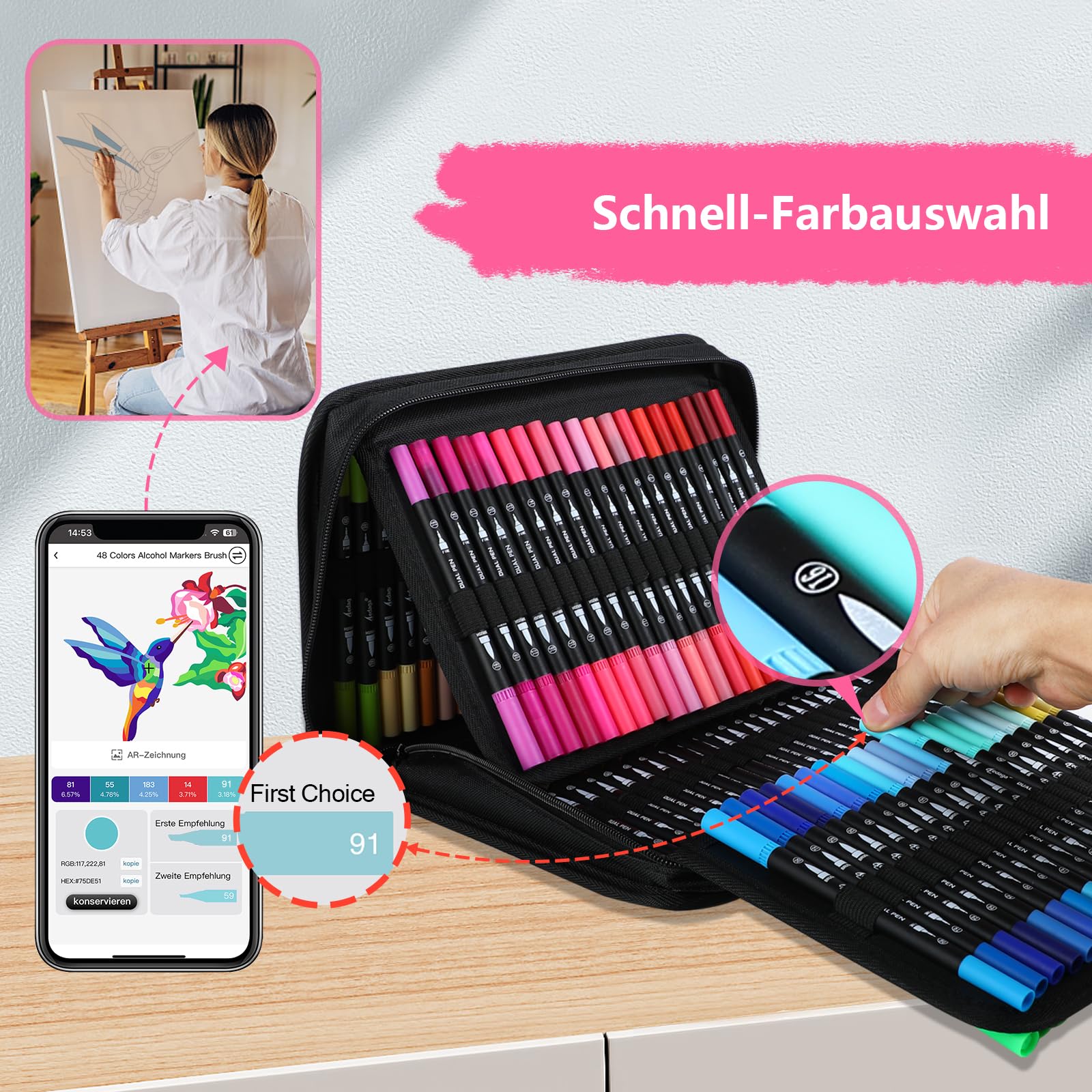 AEDAGA 120 Farben Nummerierte Filzstifte Set mit App, Dual Brush Pen Set