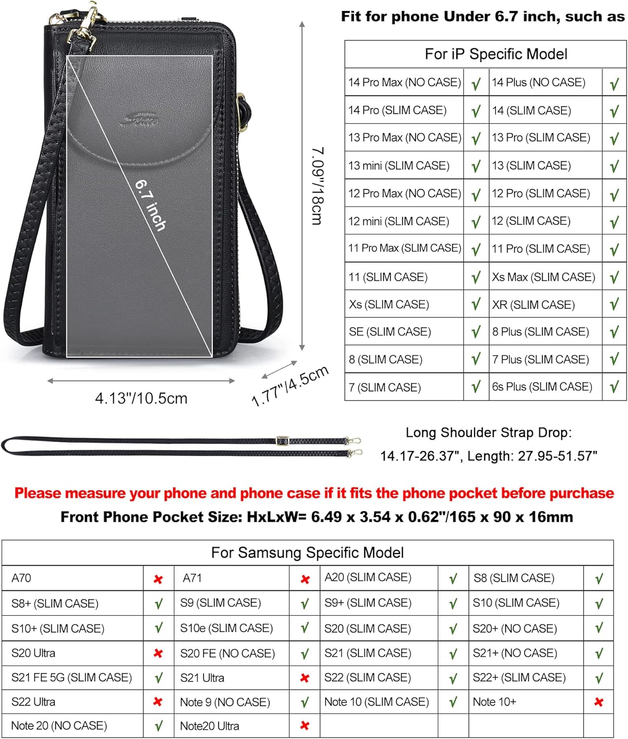 S-ZONE Small Crossbody Bags for Women Cell Phone Purse RFID Blocking Wallet Purses with Credit Card Slots - Image 3