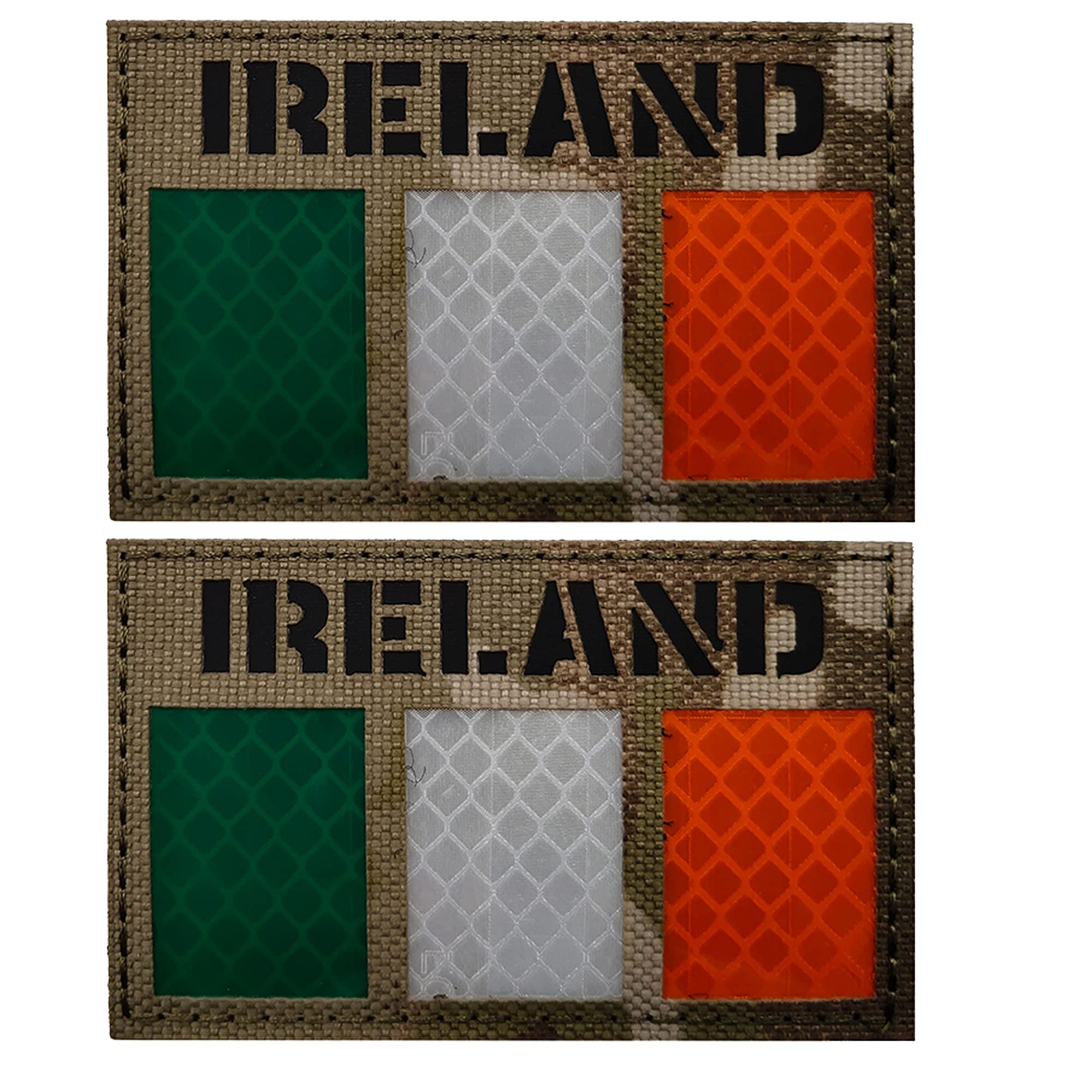 Ireland Flag Ir Infrared Reflective Patches, Irish International Country Flag Tactical Military Morale Emblems Badges Decorative Patch Sewing Appliques