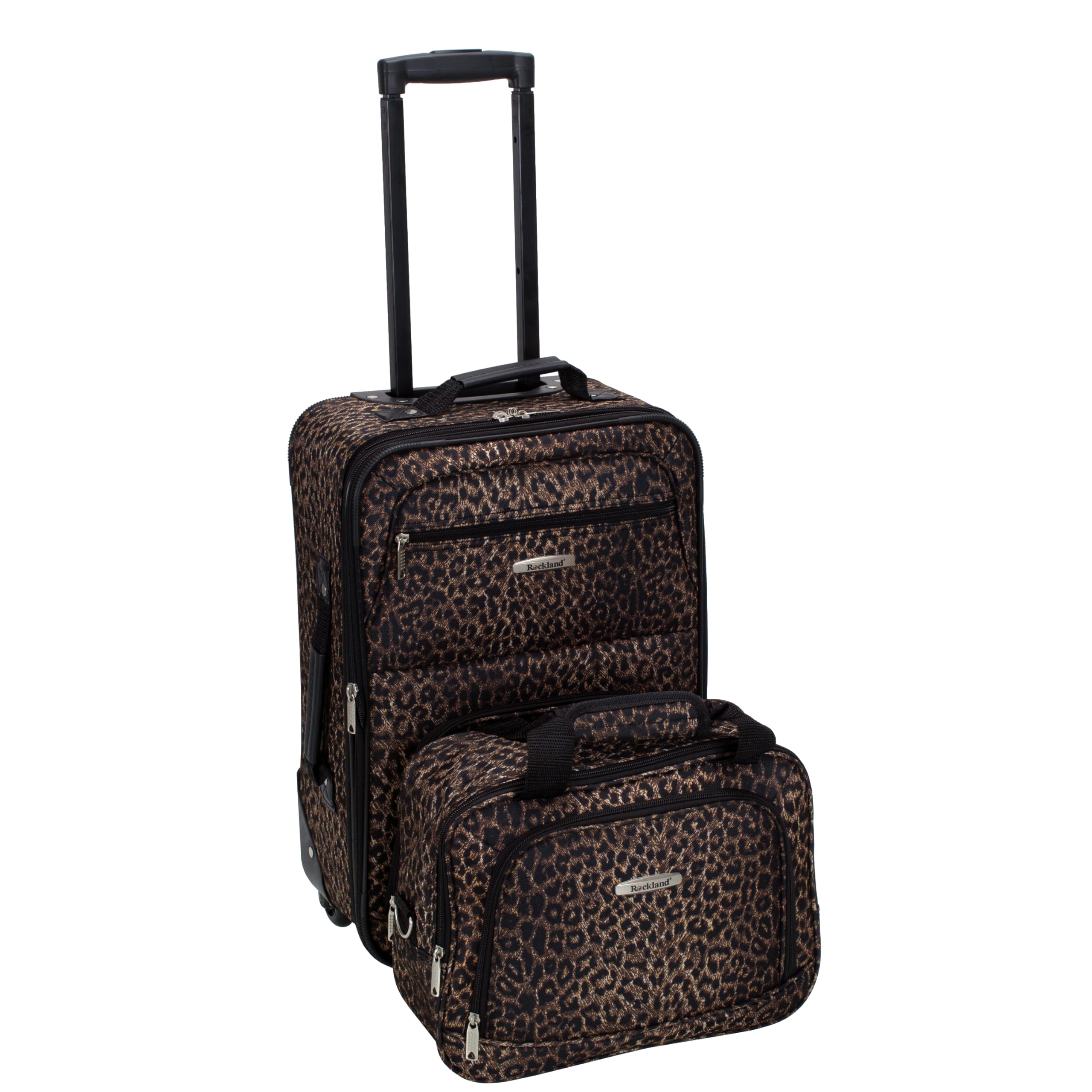 Rockland Set di valigie verticali Softside moda, Leopard, Taglia unica, Set di valigie verticali Softside moda