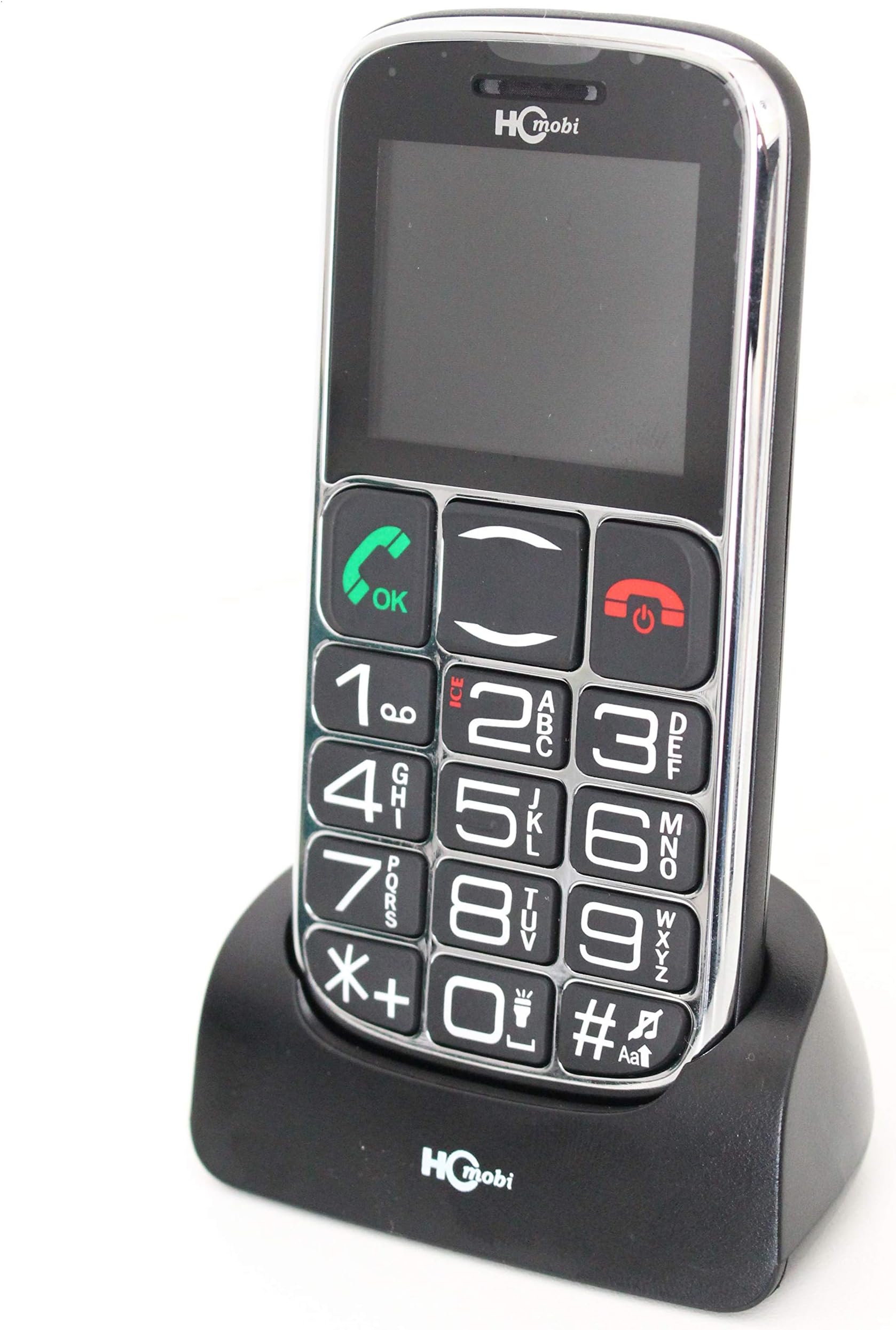 HC Mobi Easy to Use Senior Older People Mobile Phone Big Dial Buttons Help SOS Function Desk Charger