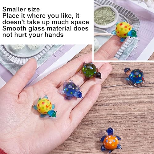 Miniatura 3 de 6 figuras de tortuga pequeñas hechas a mano de tortuga marina, figuras pequeñas de arte soplado a mano, figuras de tortuga de cristal marino,