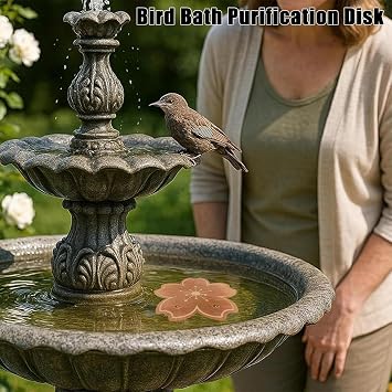 Copper Bird Bath Disk, Flower Shape Copper Bird Bath Cleaning Disk, Physical Safe Clean Water Birdbath Coppers Disc, Rust-Resistant Pet Feeding Plate, for Backyard Balcony Patio Park