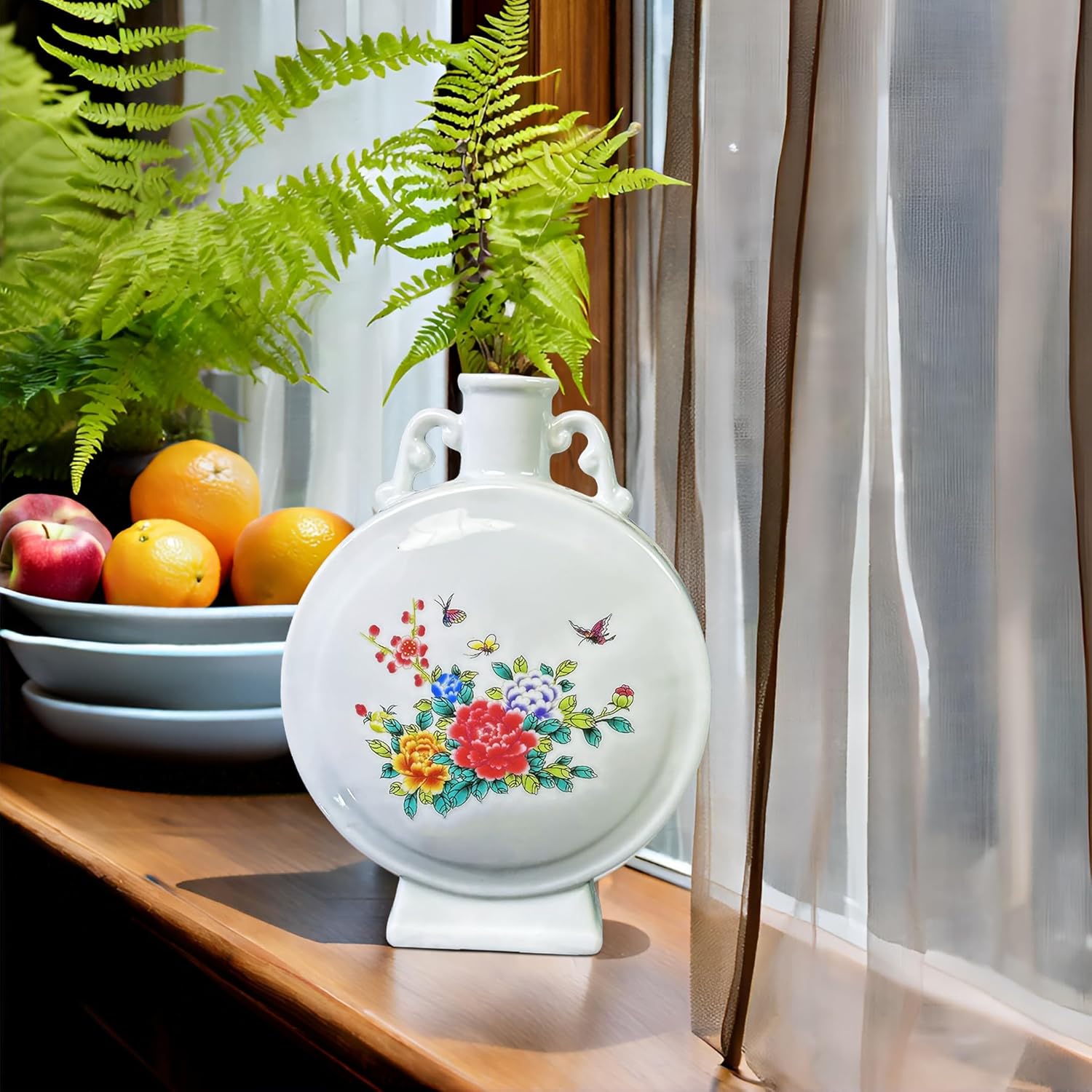 MTME Porcelain Figurines, Jingdezhen Decorative Flower vase, Home Decor, Wedding Gifts, Aesthetic Sculpture Home décor (Kettle White) (White)