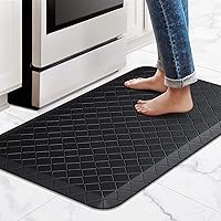 HappyTrends Anti-Fatigue Kitchen Mat 17.3x28 Inch Thick Cushioned Waterproof Non-Slip Rug for Sink Laundry Office Black