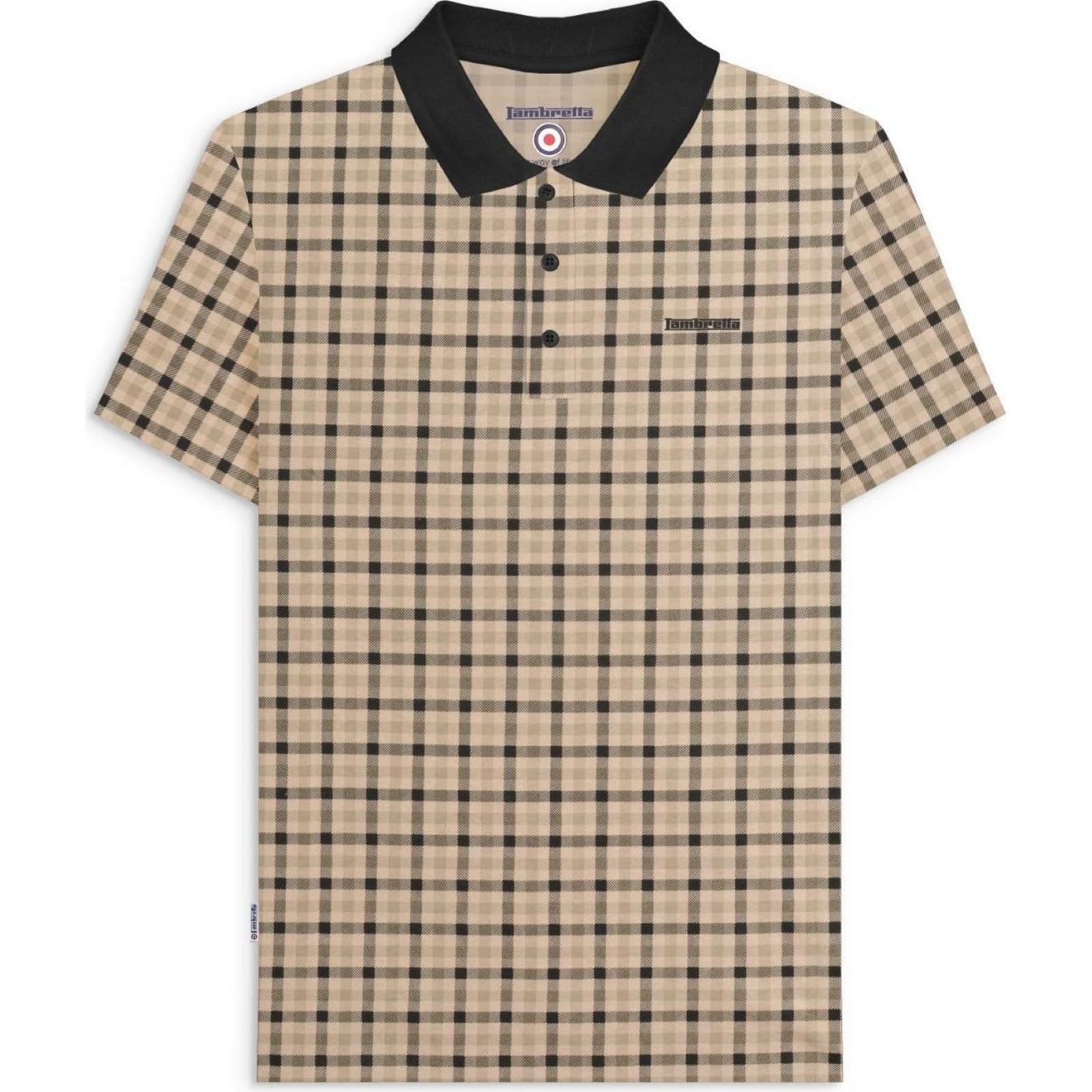 Lambretta Men's Gingham Polo Shirt (UK, Alpha, 4XL, Regular, Regular, Stone)