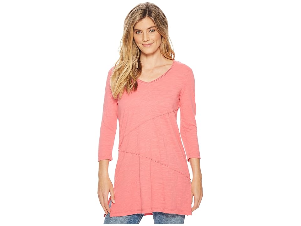 

Mod-o-doc Slub Jersey Diagonal Seamed 3/4 Sleeve Tunic (Faded Red) Women's Blouse, Pink
