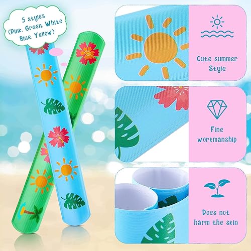 Miniatura 2 de 30 pulseras de flamenco con temática hawaiana, recuerdos de fiesta de flamencos, patrones coloridos, decoraciones de fiesta de Luau tropicales para