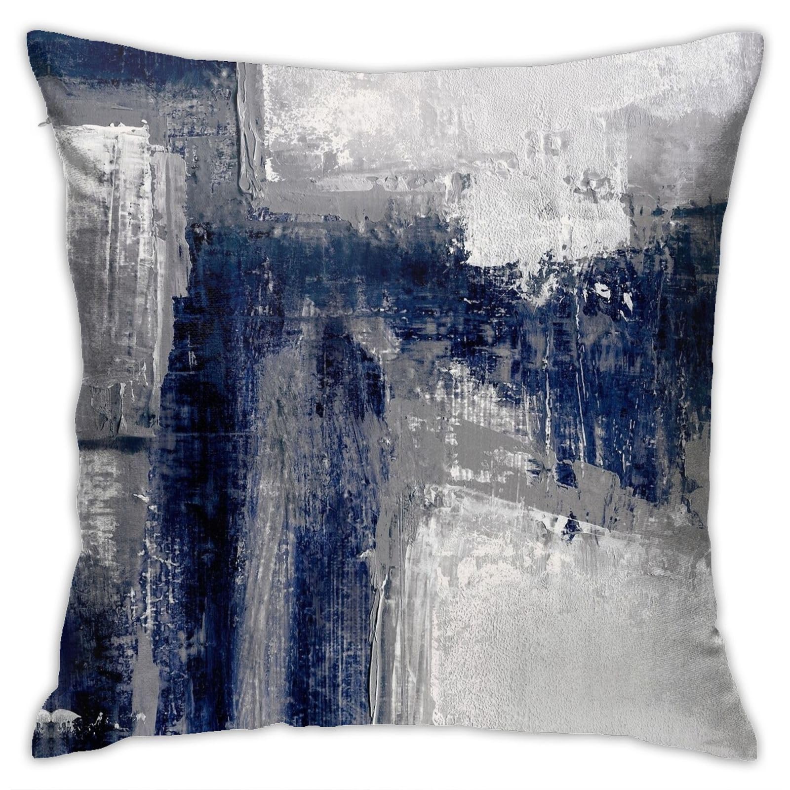 Blue Gray Abstract Throw Pillow Covers 18"X18" Cozy Velvet Square Throw Pillowcases Home Decor For Bed Couch Sofa Living Room Cushion Cover