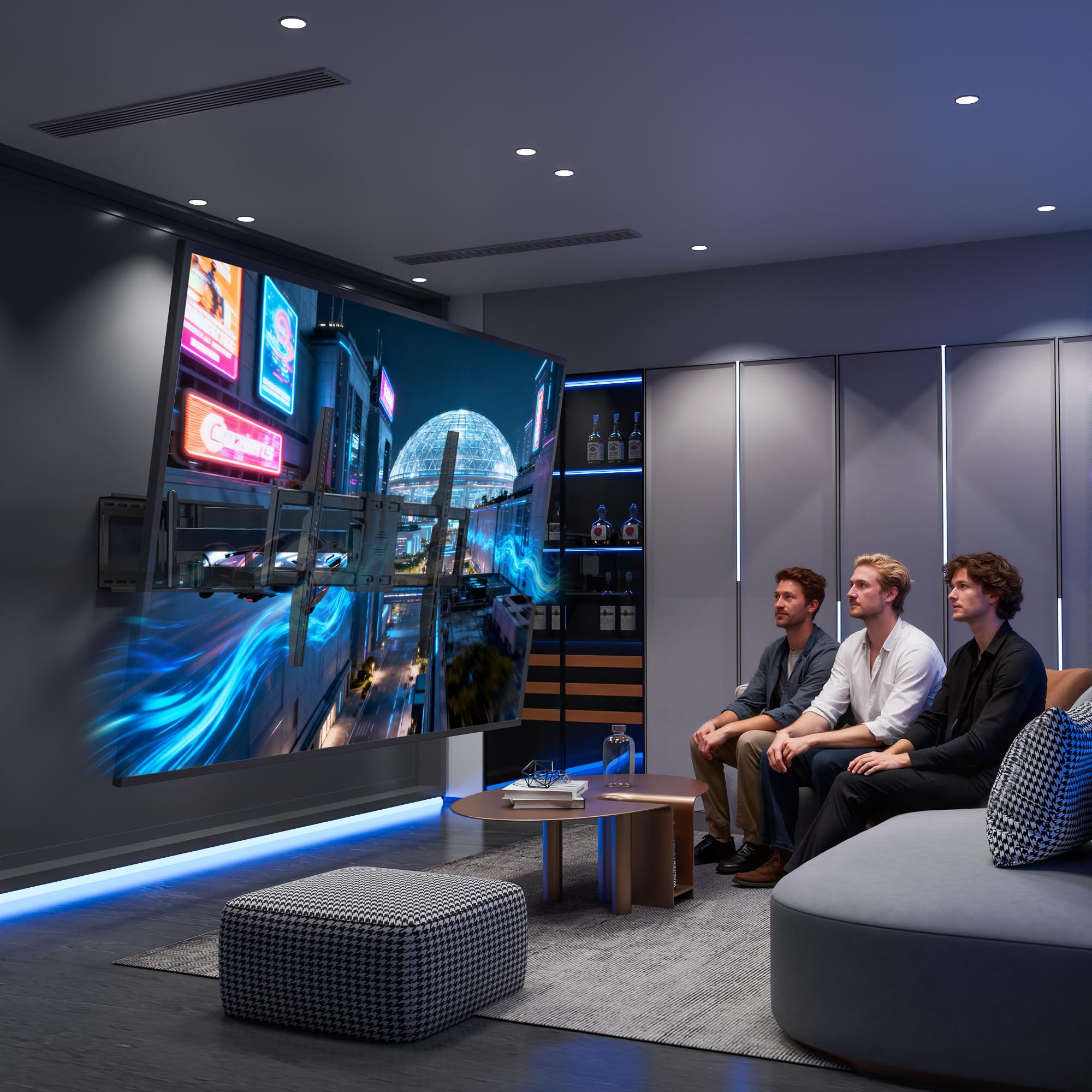 BONTEC TV Wandhalterung für 60–110 Zoll Fernseher bis 125 kg, Doppelarm 1016 mm Auszug, neigbar schwenkbar, VESA 800 x 600 mm