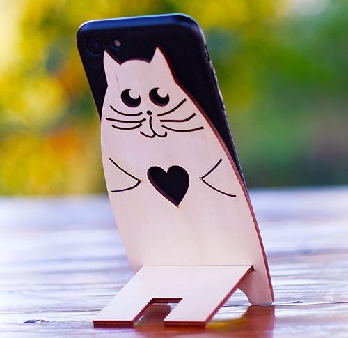 Miniatura 3 de Dolyacrystal - Soporte de madera para teléfono móvil soporte para tableta de escritorio soporte para cocina compatible con iPhone 11 ProXs Max XR 8