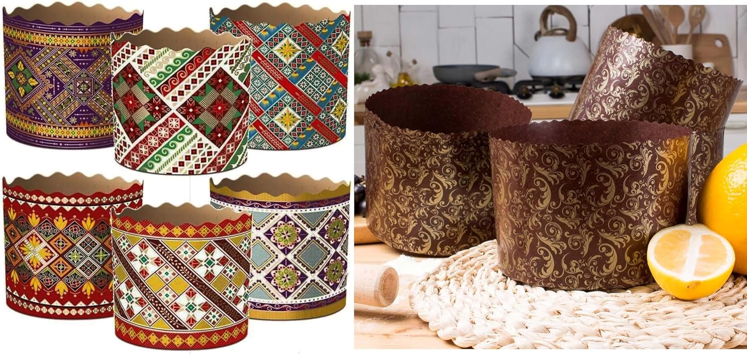 Set 12oz Panettone Paper Mold Kulich Mold |12 + 12 Pack| Paska Easter Bread Forms Bread Paper Mold Panettone Mold