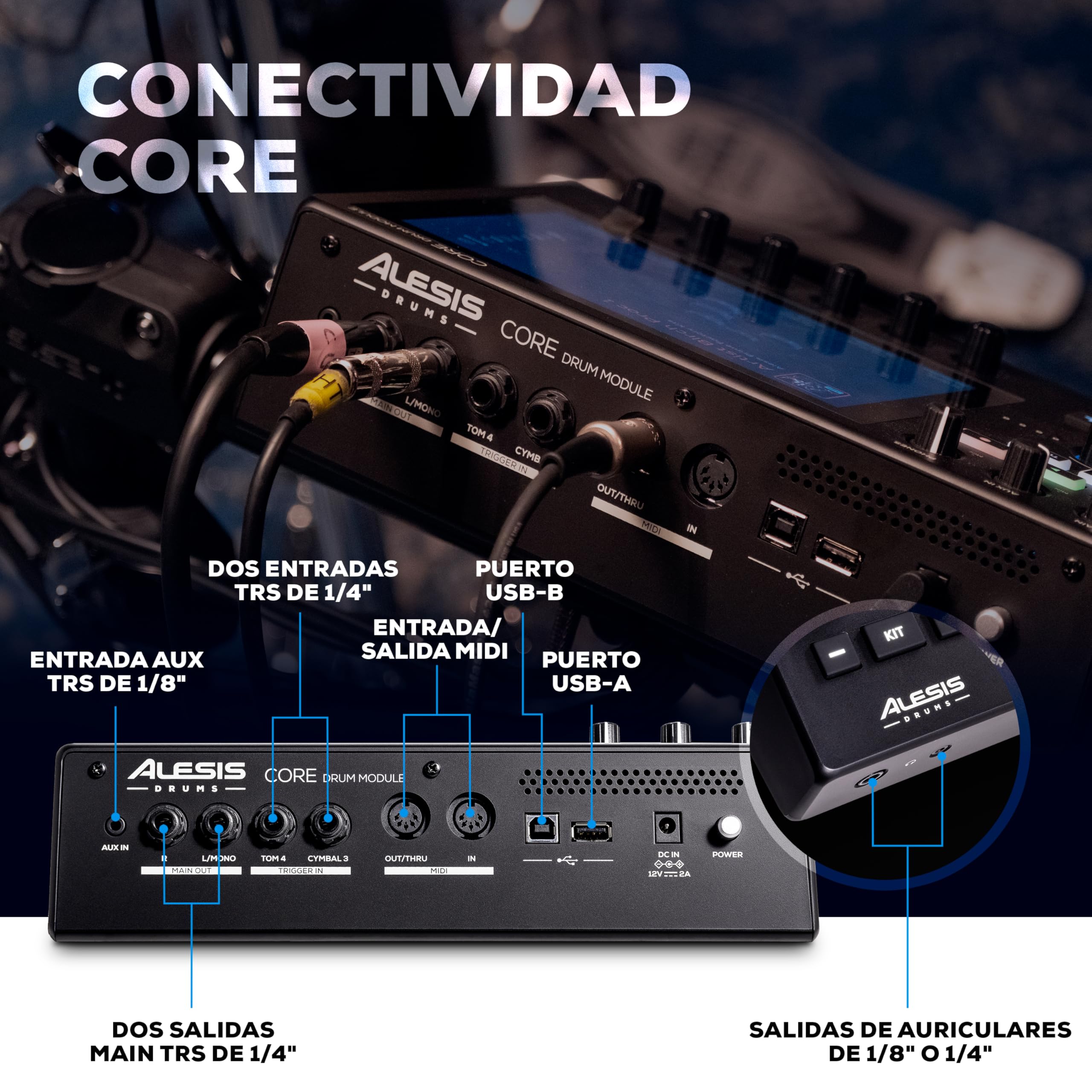 Alesis Strata Core - Kit de Batería Electrónica con Pantalla Táctil, Platillos de Triple Zona, Hi-Hat Magnético Activo y Parches de Malla de Doble Zona