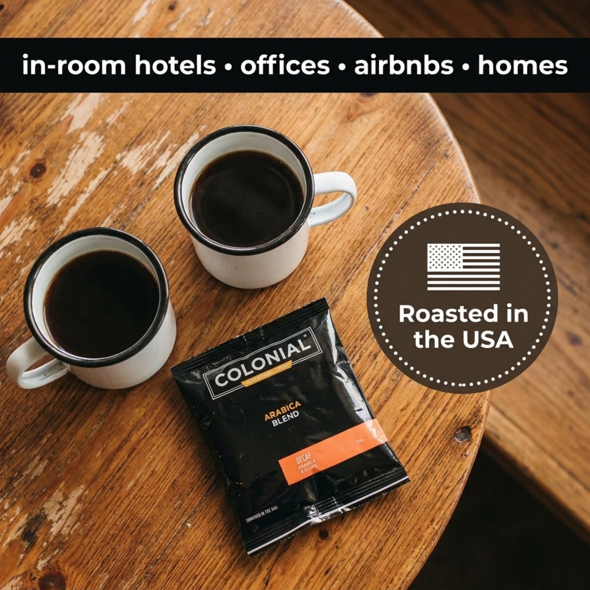 Colonial - Confezione di filtri per caffè decaffeinato macinato decaffeinato, per camere d'albergo, tostatura scura decaffeinata, 14,2 g (confezione da 50), da utilizzare con macchina da caffè a