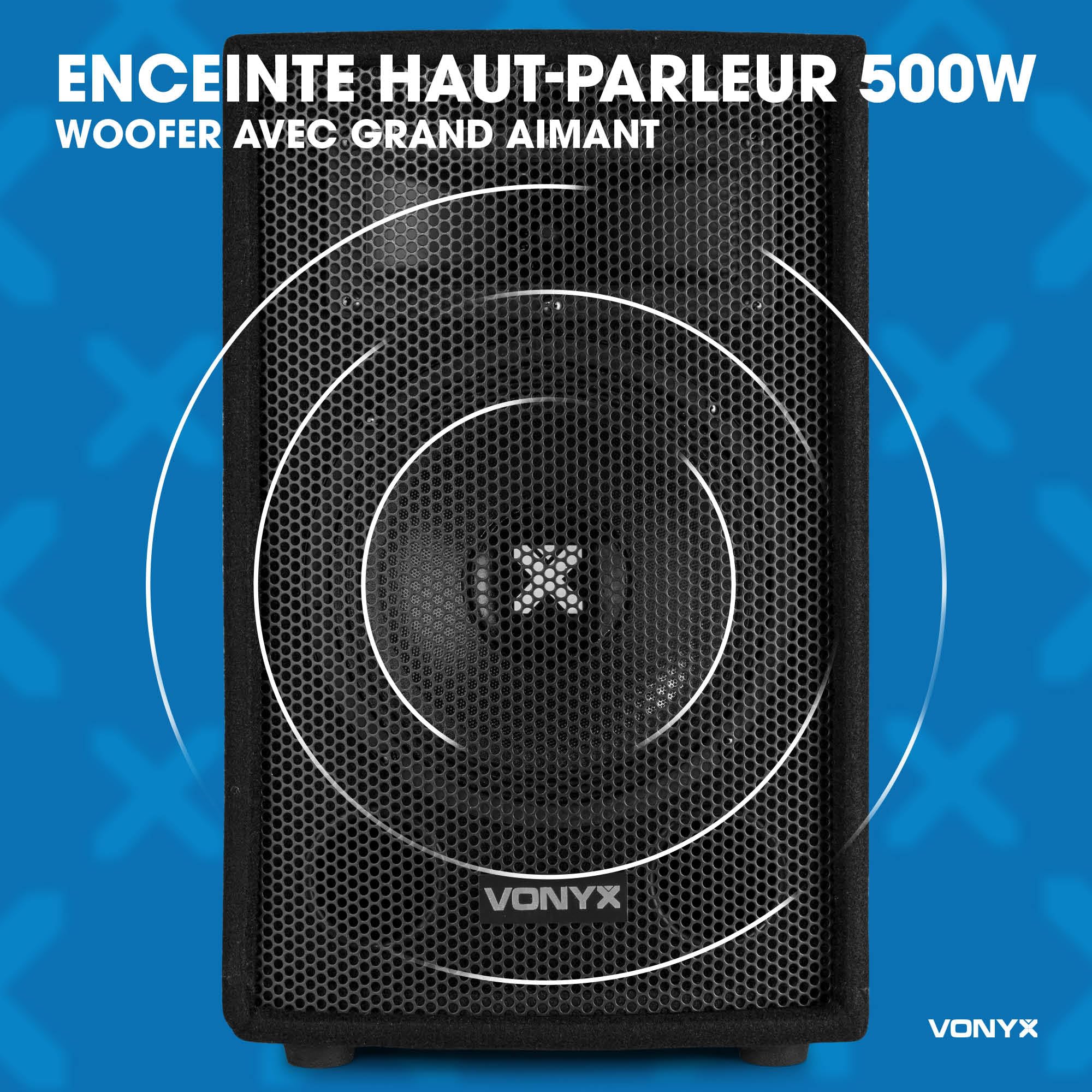 VONYX SL10 Enceinte Sono Passive, Puissance de 500 Watts, Woofer 10 Pouces, Facile à Transporter avec Ses Poignées, Montage sur Pied, Enceinte Sono Idéale pour DJ Mobiles et Soirées à la Maison