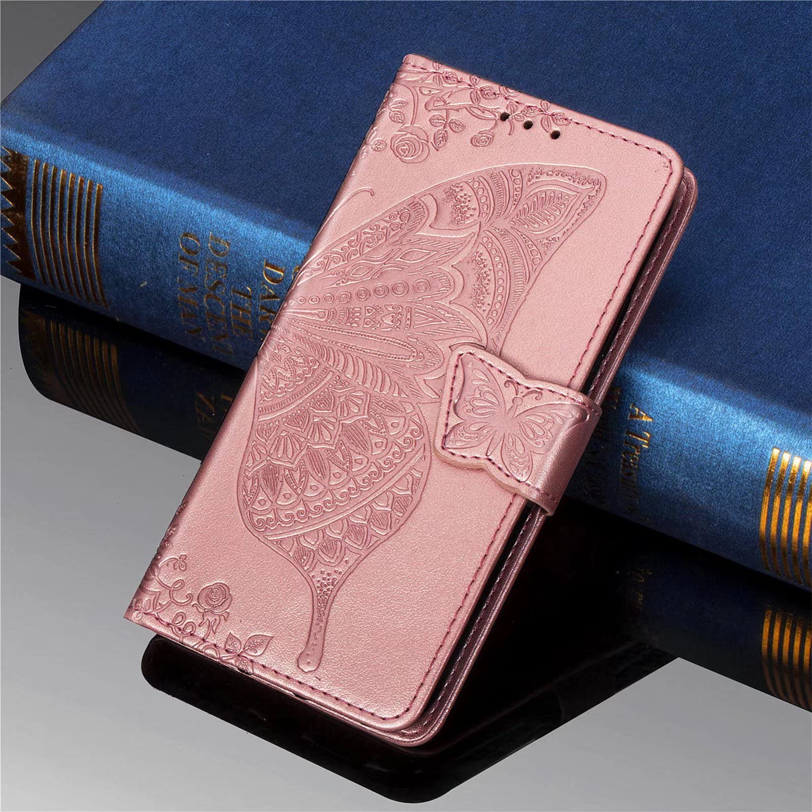 PEIYE Cover Per Vivo Y17s In Pelle PU Con Portafoglio E Rilievo - Custodia Libro Antiurto Con Chiusura Magnetica E Supporto (Oro Rosa) - 3