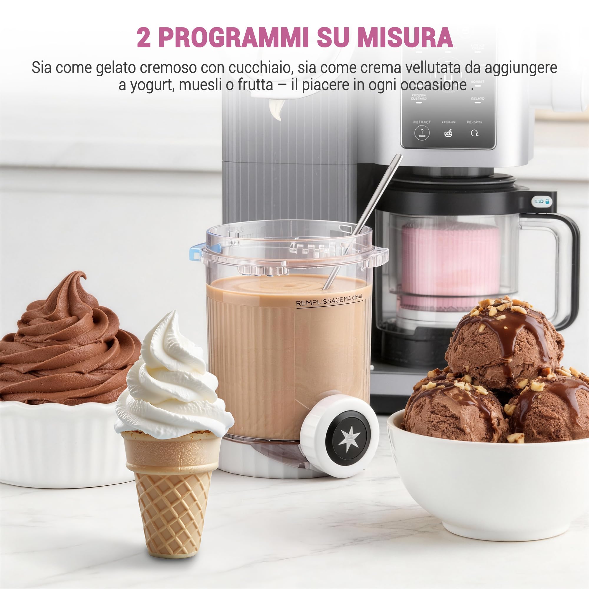 4 Contenitori compatibili con Ninja Cream, Accessori per i Modelli NC701EU/NC700, Senza BPA, Lavabile in Lavastoviglie, con Coperchi Ermetici - Ricambi per Macchina del Gelato per Ninja
