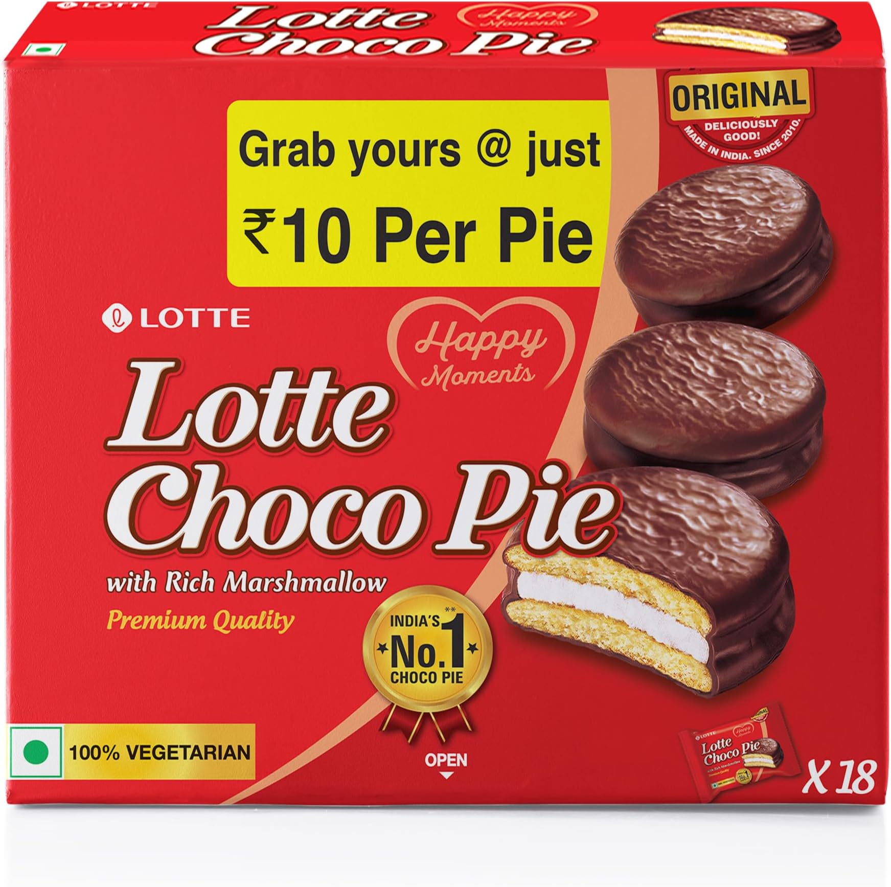 Lotte Choco Pie,Chocolate 450 Grams/414 Grams (Weight May Vary)