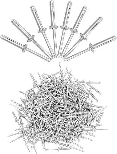 Miniatura 7 de QWORK Remaches explosivos, 200 piezas de mandril de aluminio de cabeza grande de 3/16 x 1 pulgada, remaches de agarre de aluminio sólido, remaches