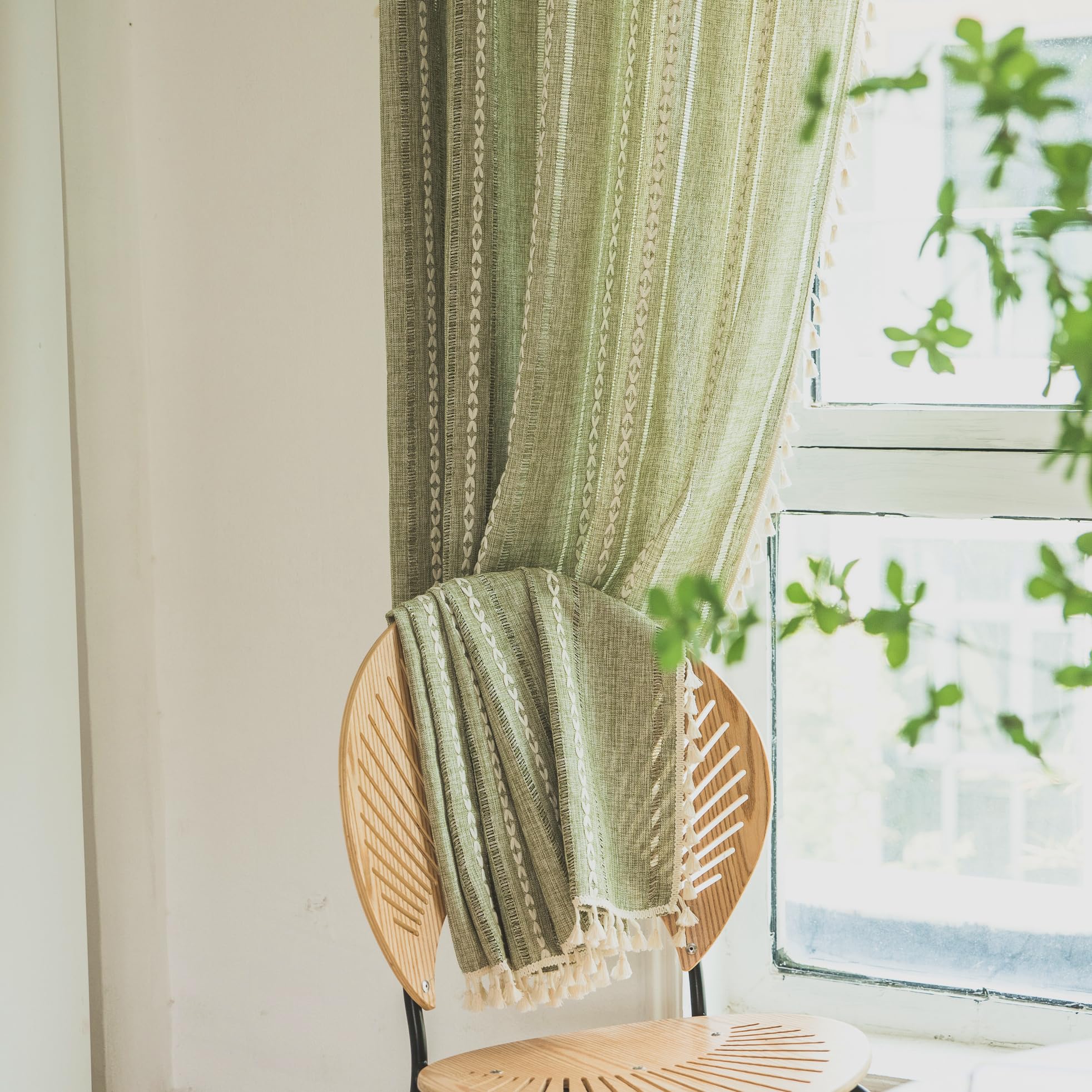 Photo 1 of Deeprove Green Boho Curtain Panel, 52"W x 84"L