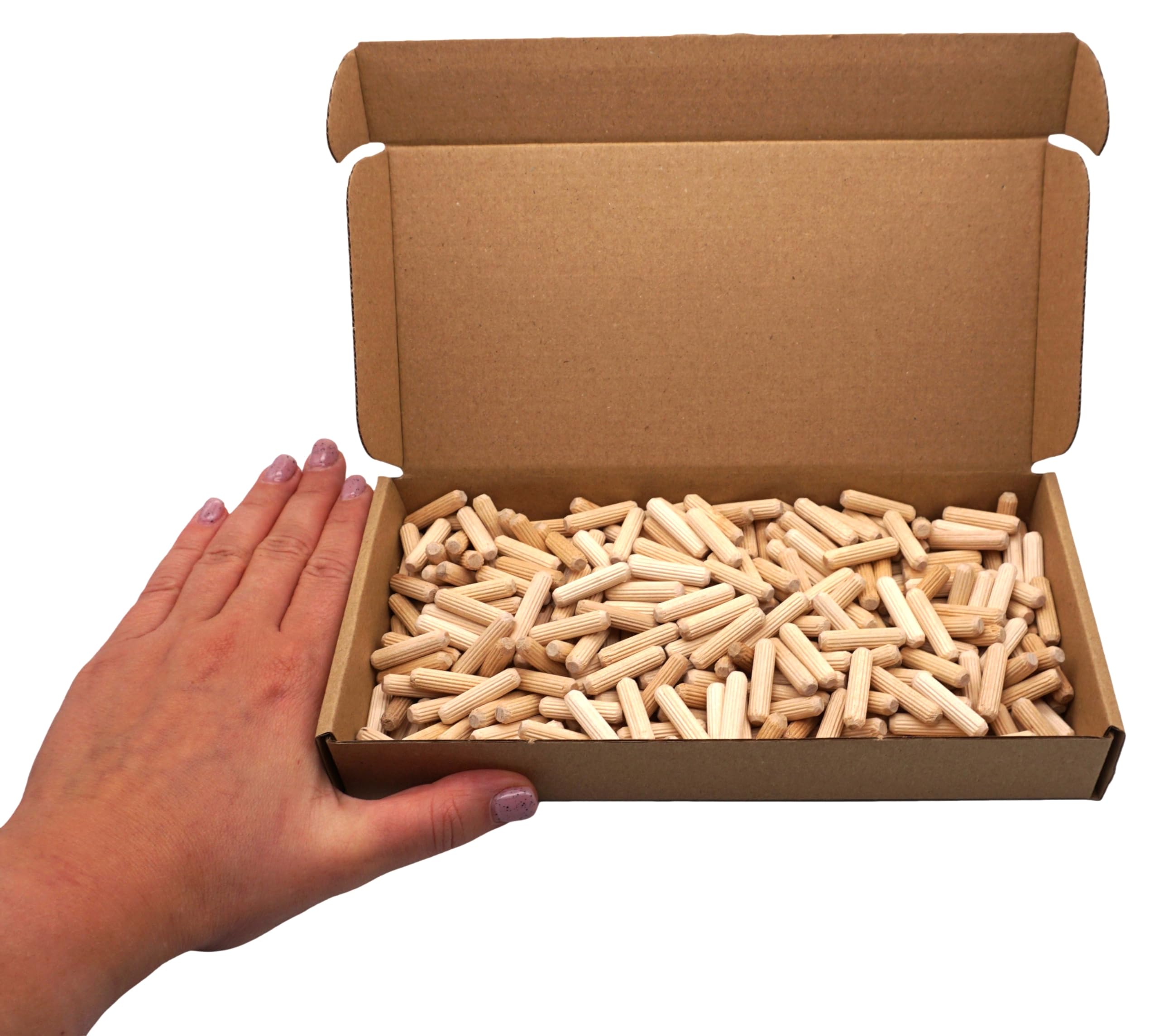 SKIR'CO (400 pcs) Wooden Dowels 6 x 25 mm, Grooved Wood Plugs, Ribbed Pins for Furniture Grooved Dowels - Image 4