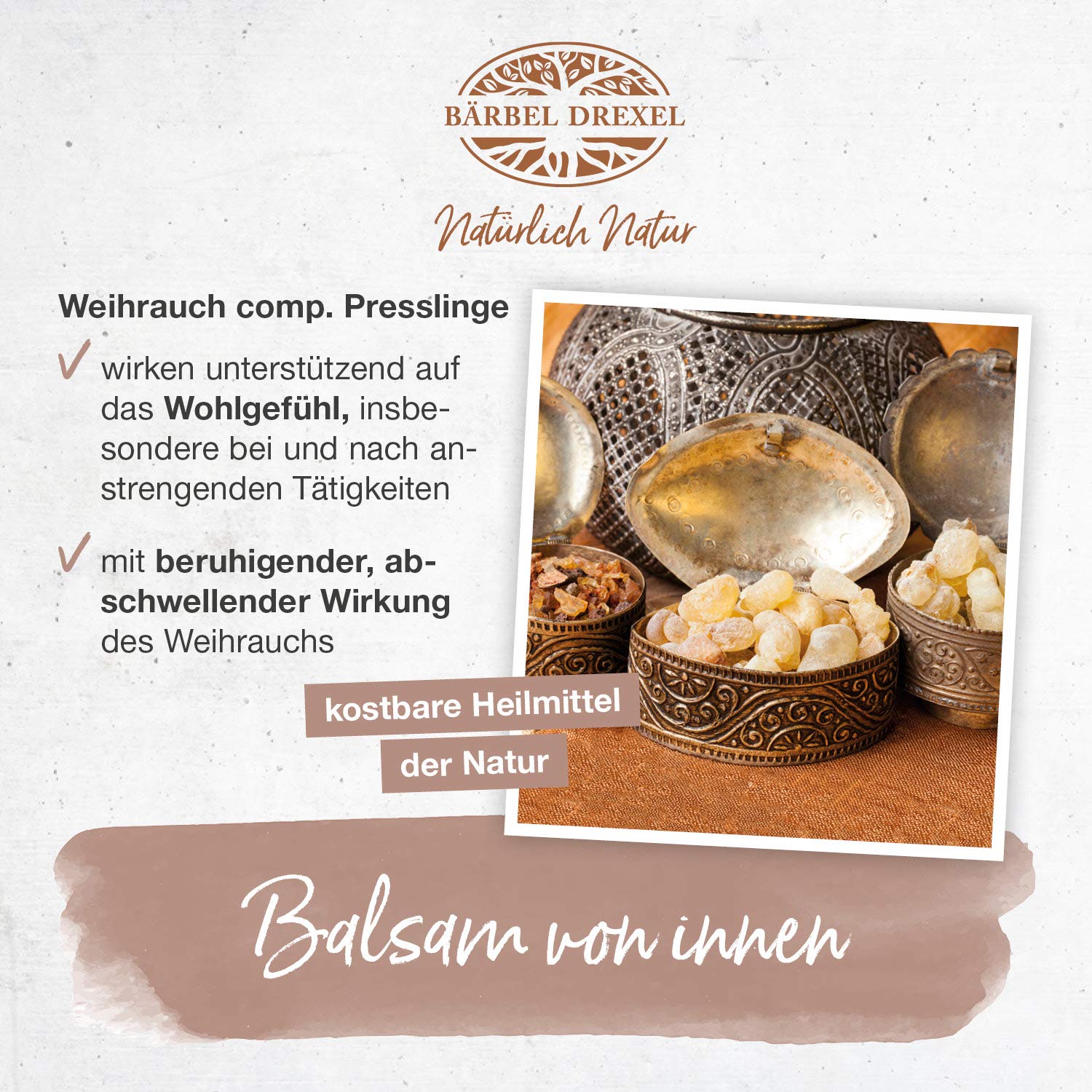 Weihrauch Extrakt Hochdosiert Boswellia Serrata mit Myrrhe (140 Stk) Ayurveda 100% Vegane Herstellung Deutschland Weihrauch comp. Tabletten ohne Zusätze Heilpflanze BÄRBEL DREXEL®