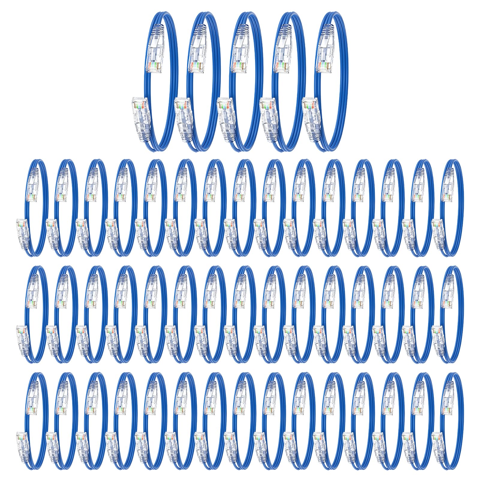 Cat6A kabel Ethernet, 91 cm, wąski kabel krosowy Cat-6A, 10 g, RJ45, UTP, 28 AWG, czysty drut miedziany do panelu krosowego do przełącznika, routera, modemu, 50 sztuk