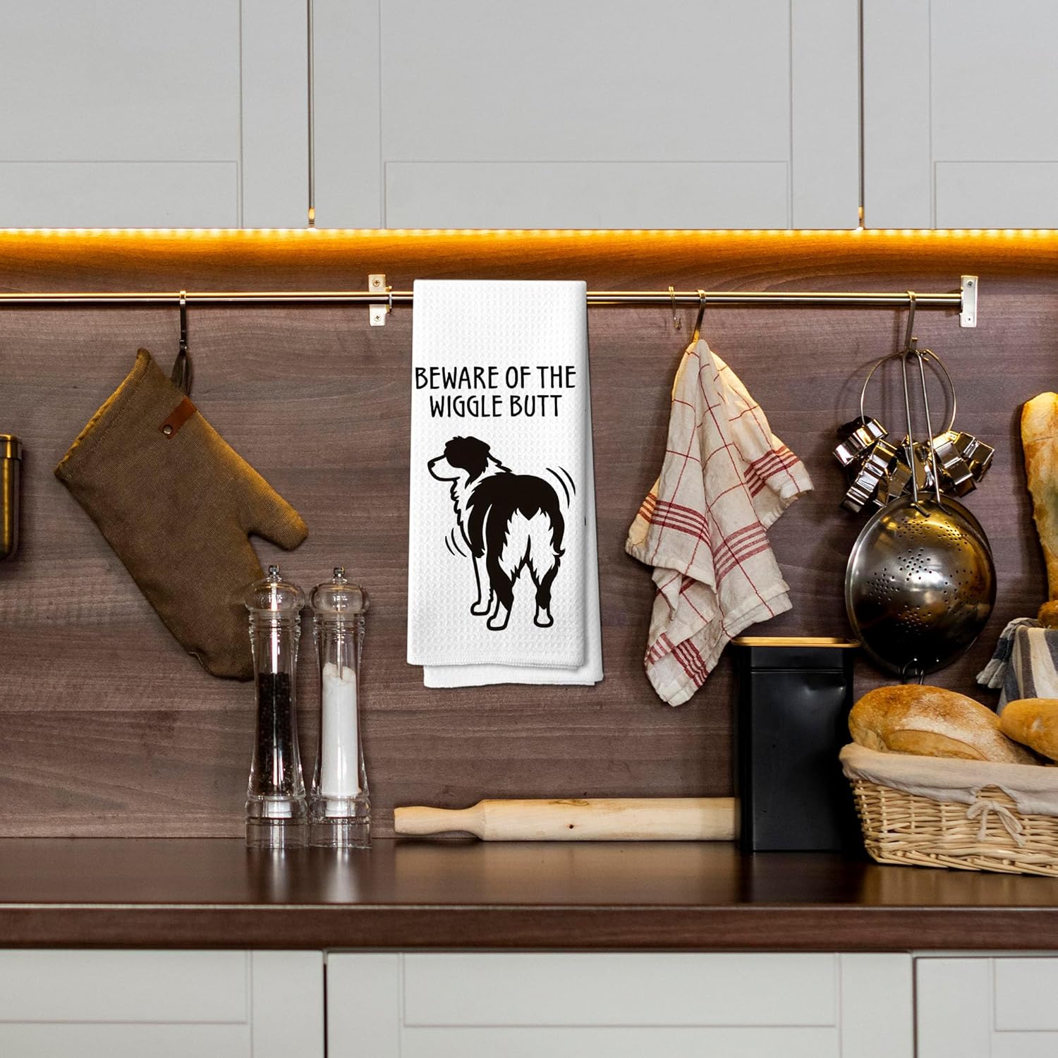 Funny Australian Shepherd Kitchen Towel, Funny Kitchen Decor, Australian Shepherd Gifts for DogLovers Women, Dog Decorative Waffle Weave Kitchen Towels Tea Towel Dish Towels 16x24 Inch - Image 6