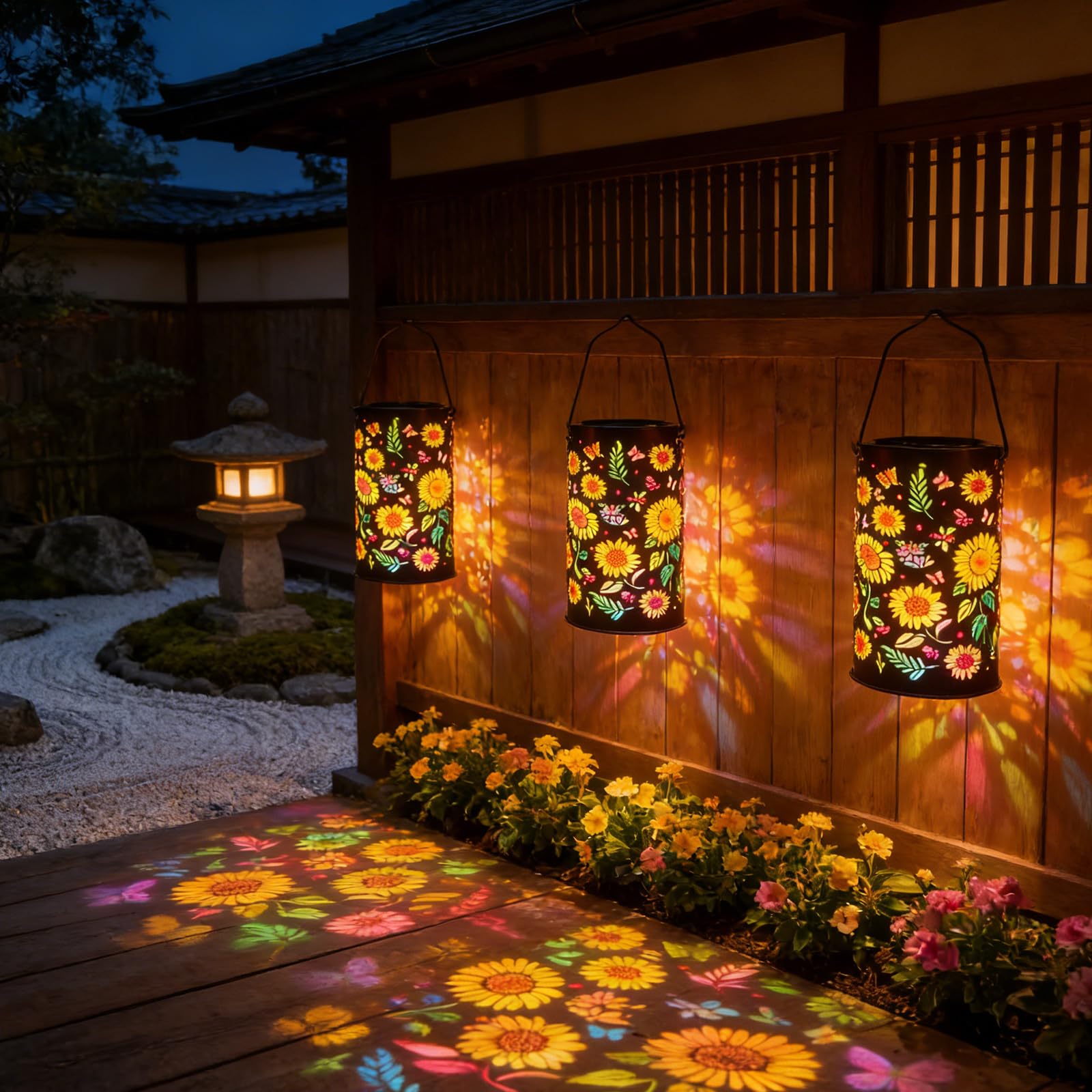 Giardino Outdoor Decor Solar Powered Bronzo Girasoli Luci Appese Incandescente Impermeabile Girasoli Solari Appeso Luce