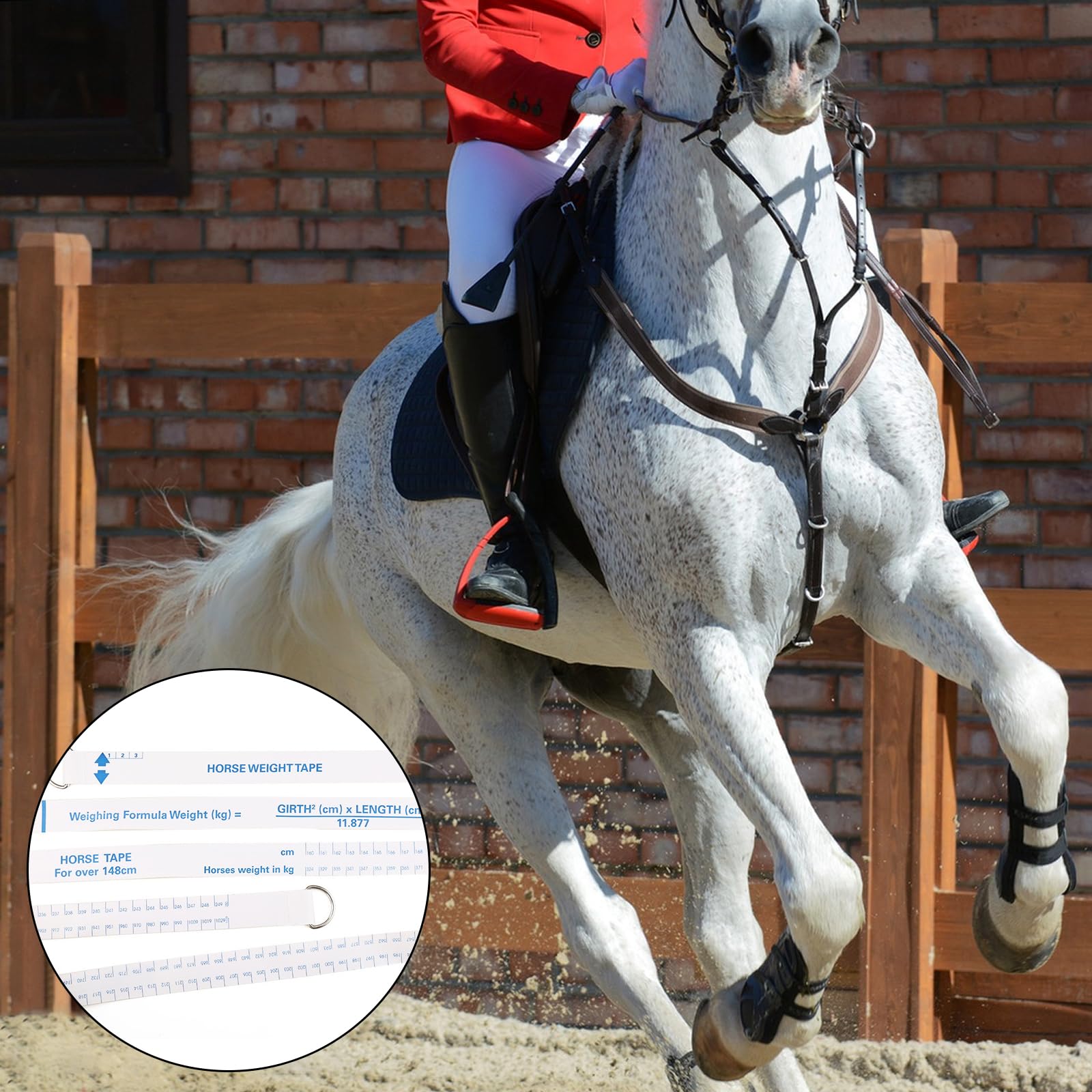 Cinta de peso de caballo, varilla de medición portátil para altura y peso, cinta métrica de cintura de caballo de doble escala, cinta métrica de altura y peso fácil de medir, cinta métrica de peso
